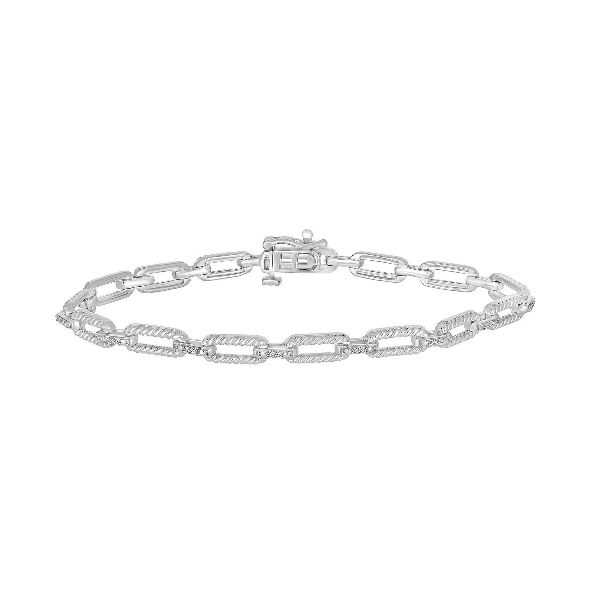 Diamond Link Bracelet in Sterling Silver (1/7 ct. tw.)