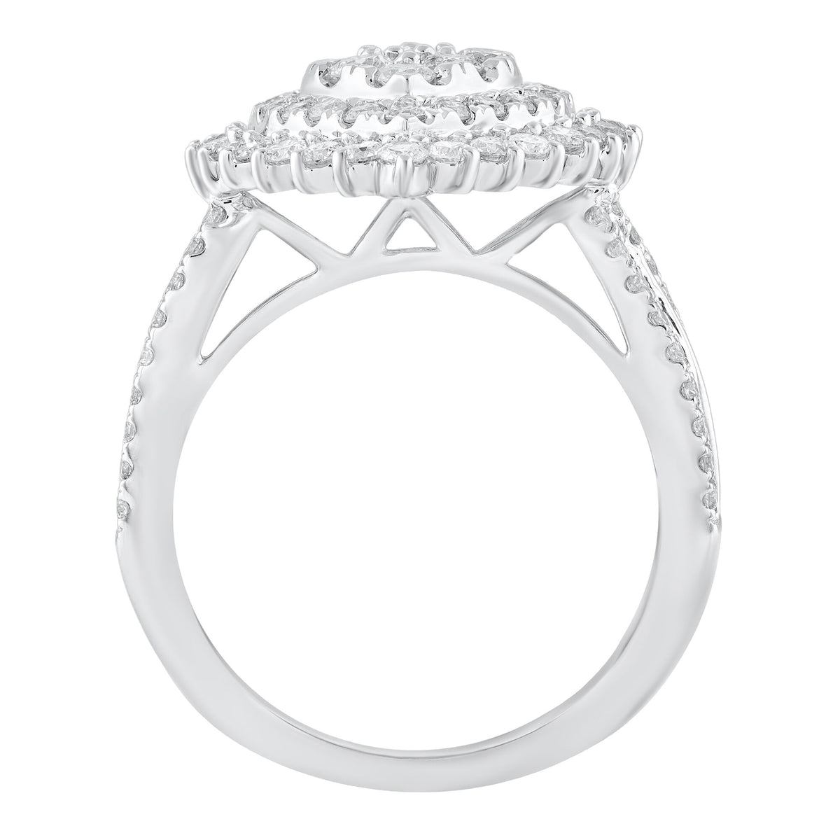 Round and Baguette Diamond Engagement Ring in 14K White Gold (2 ct. tw.)
