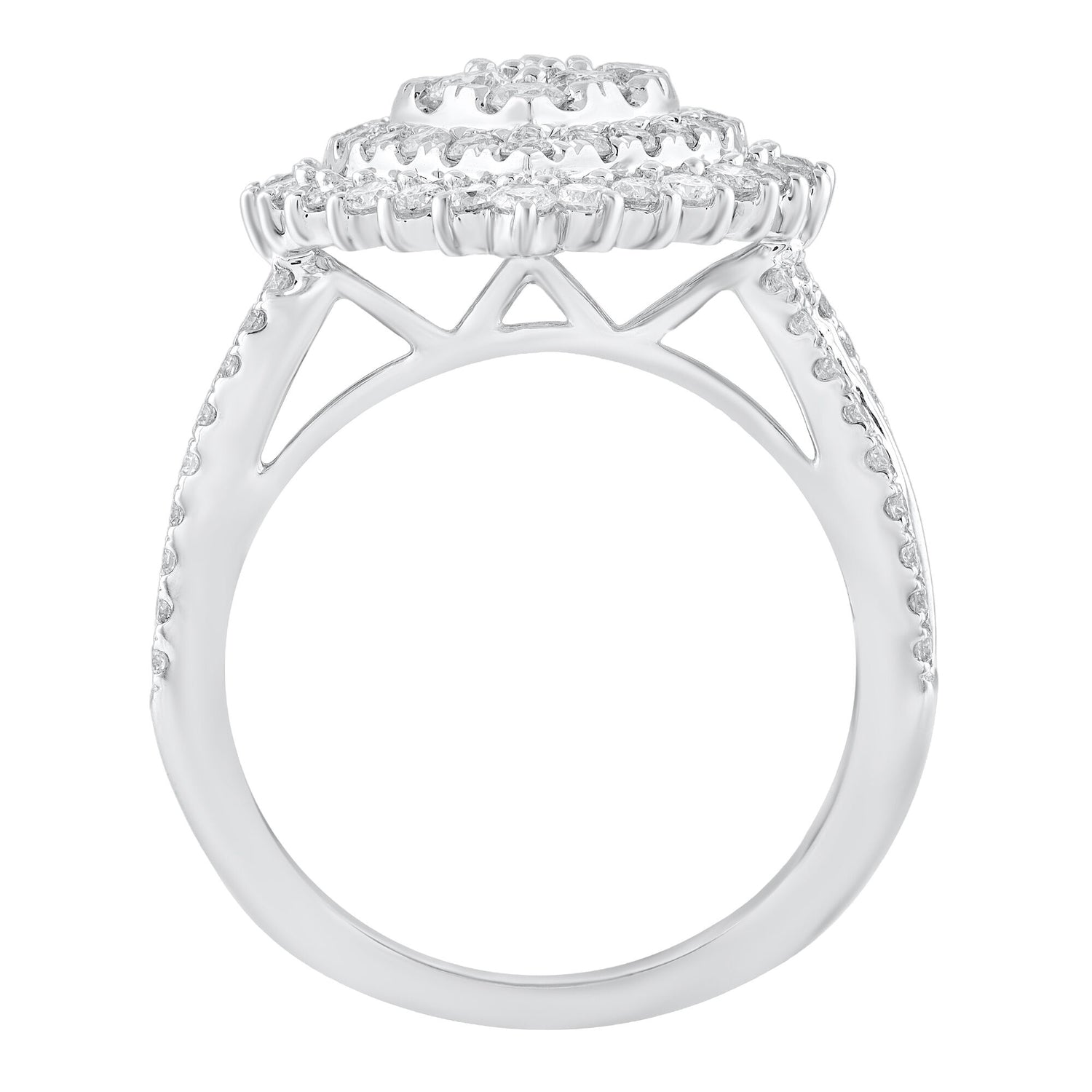 Round and Baguette Diamond Engagement Ring in 14K White Gold (2 ct. tw.)
