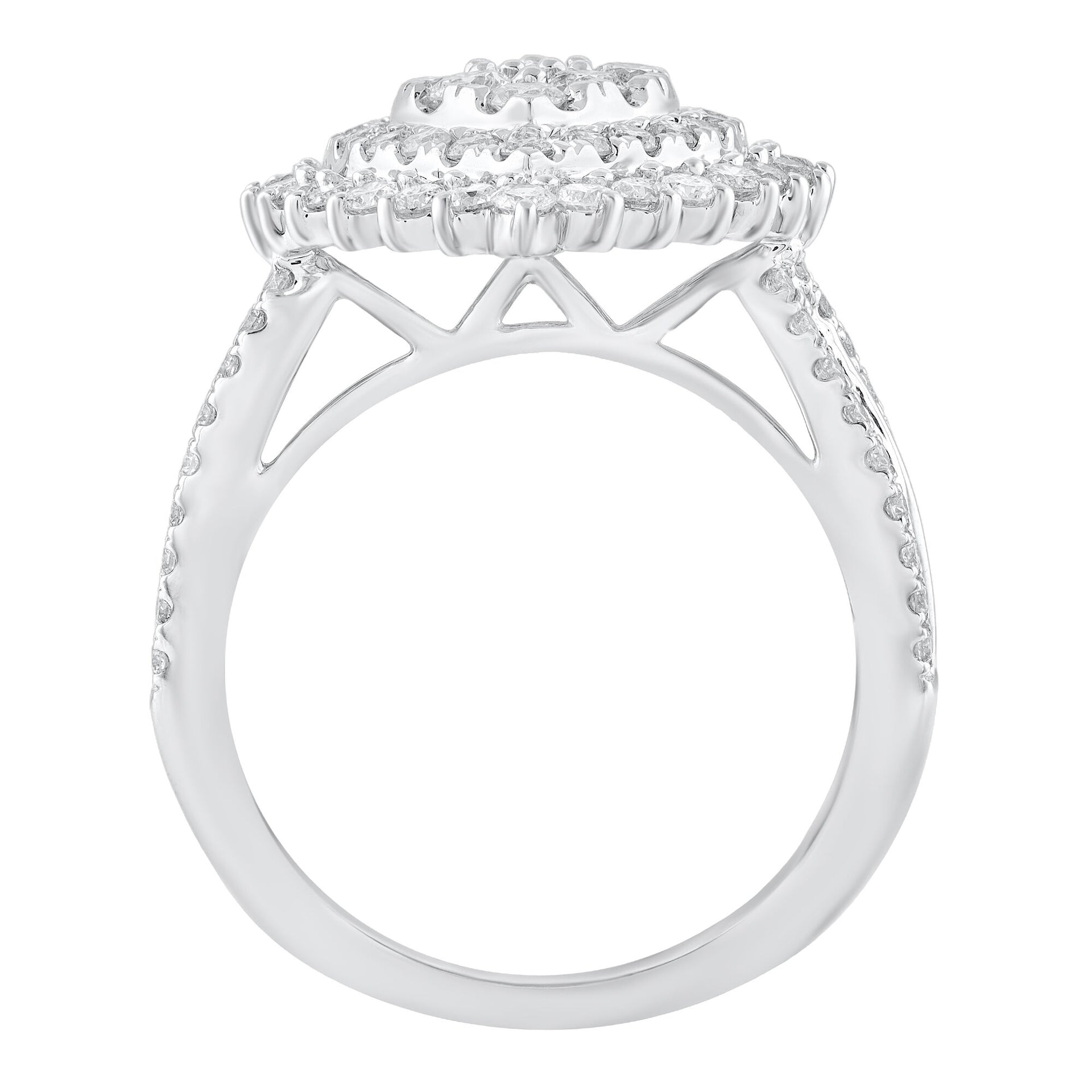 Round and Baguette Diamond Engagement Ring in 14K White Gold (2 ct. tw.)
