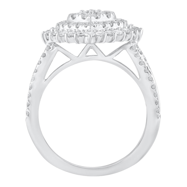 Round and Baguette Diamond Engagement Ring in 14K White Gold (2 ct. tw.)