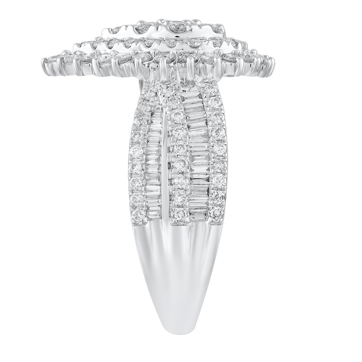 Round and Baguette Diamond Engagement Ring in 14K White Gold (2 ct. tw.)