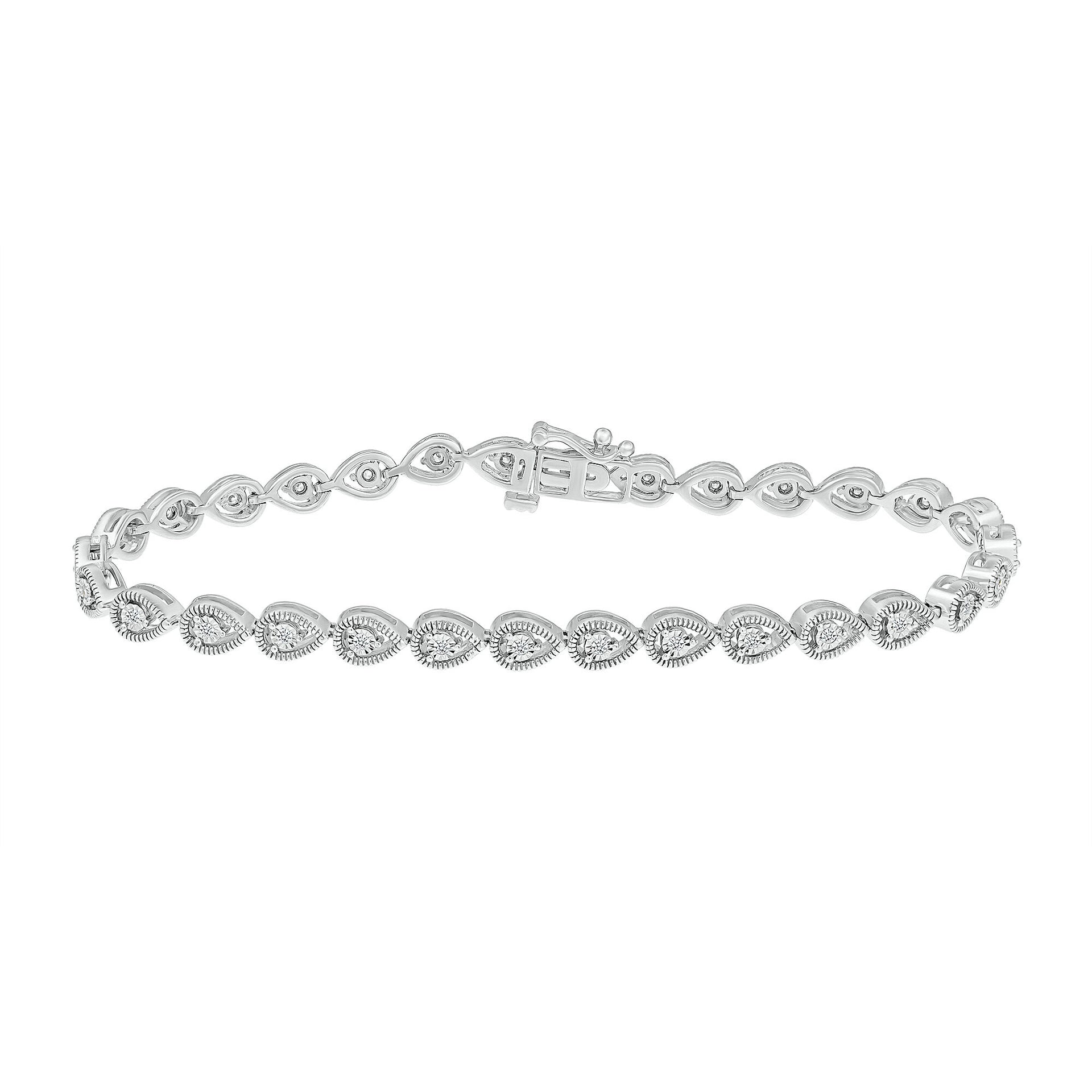 Diamond Pear-Shaped Line Bracelet in Sterling Silver (1/5 ct. tw.)