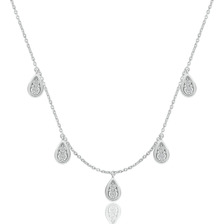 Diamond Pear-Shaped Bezel Necklace in Sterling Silver (1/10 ct. tw.)