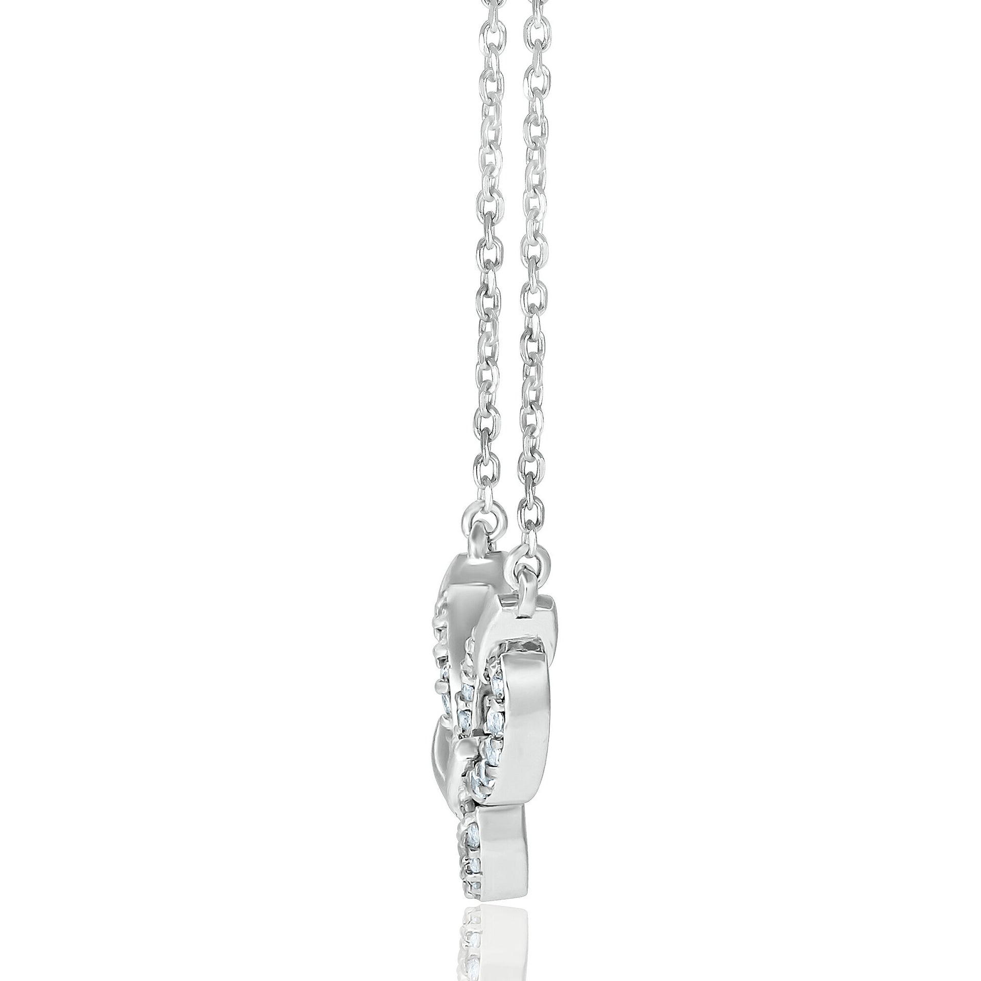 Diamond Oval Link Frontal Necklace in Sterling Silver (1/5 ct. tw.)