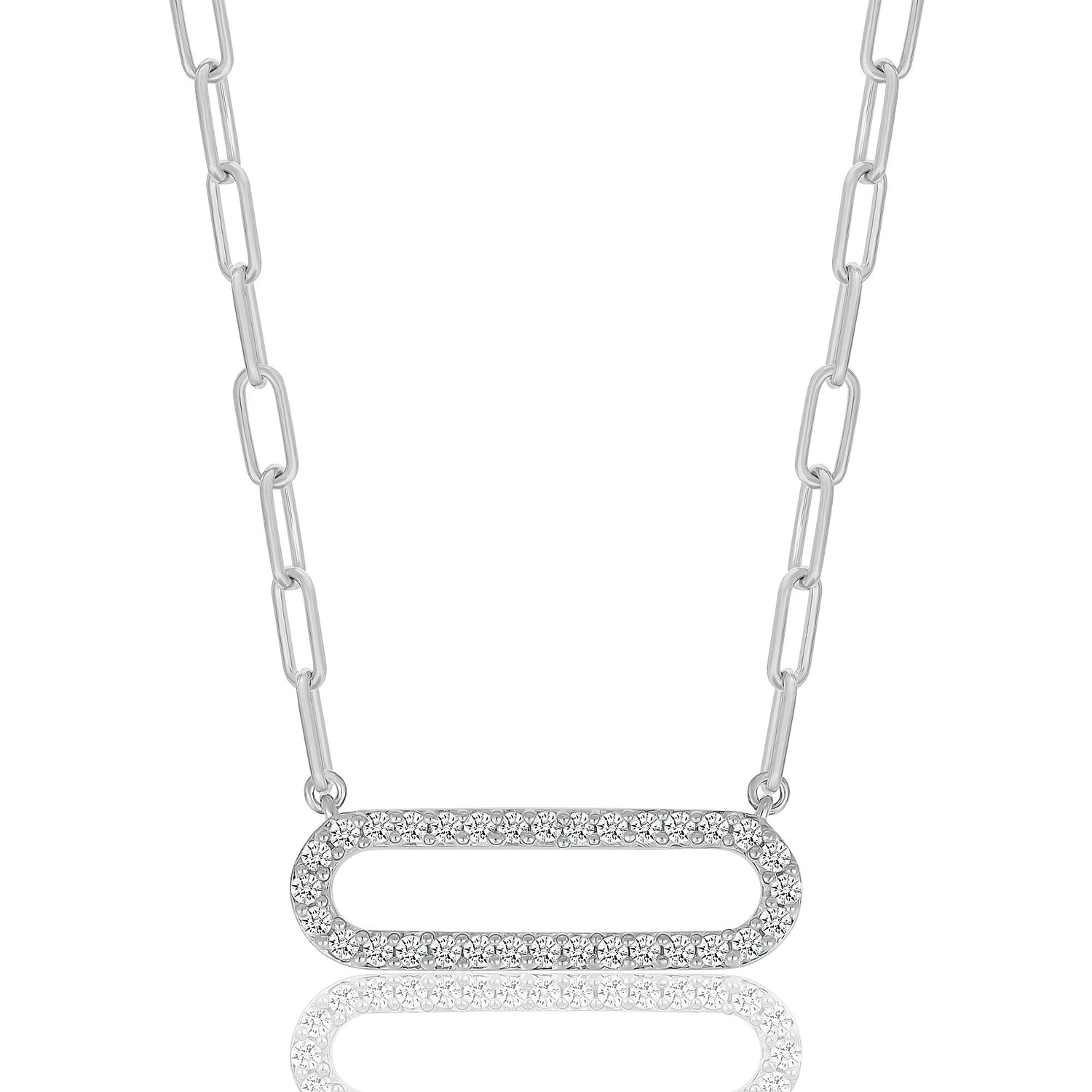 Diamond Paperclip Pendant in Sterling Silver (1/5 ct. tw.)