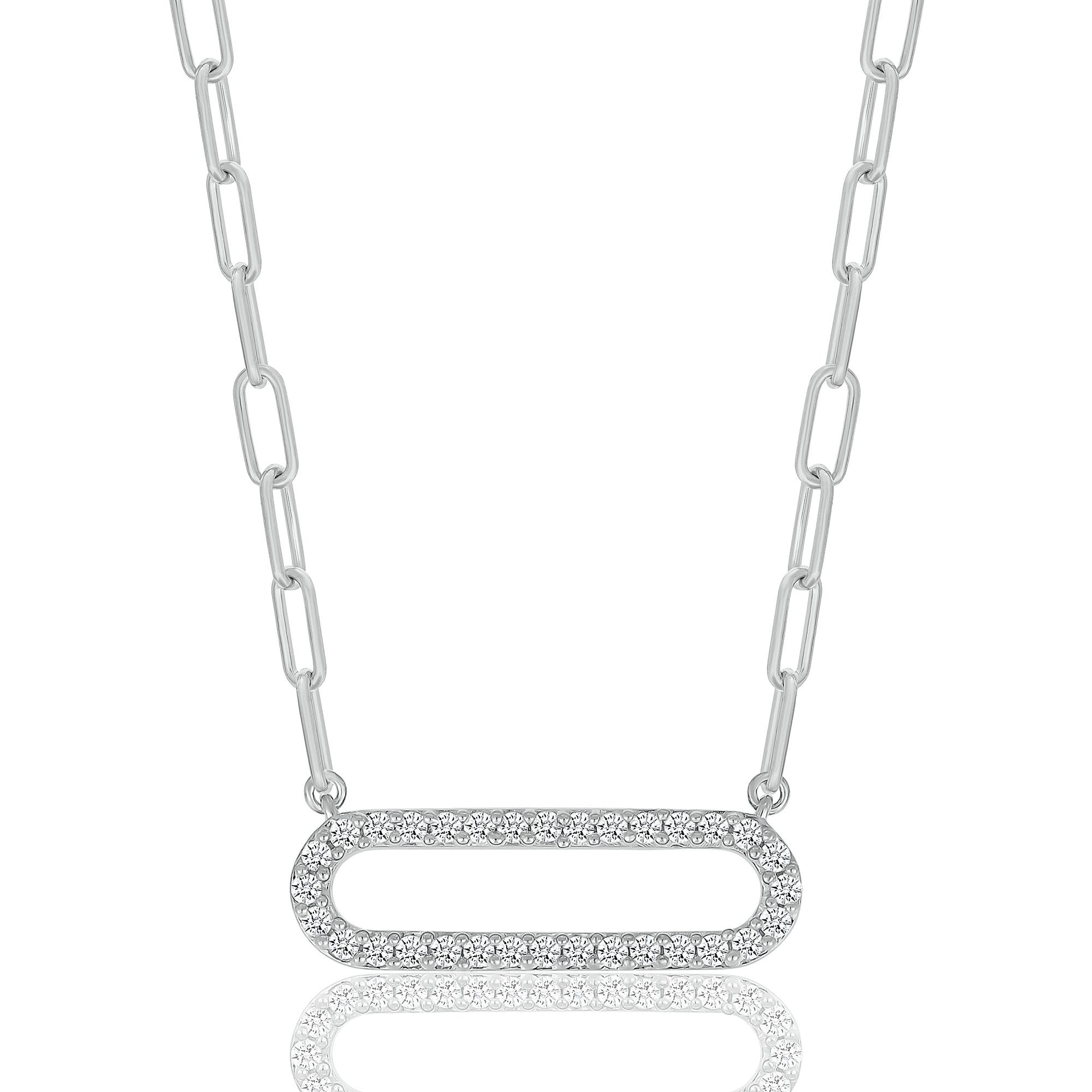 Diamond Paperclip Pendant in Sterling Silver (1/5 ct. tw.)