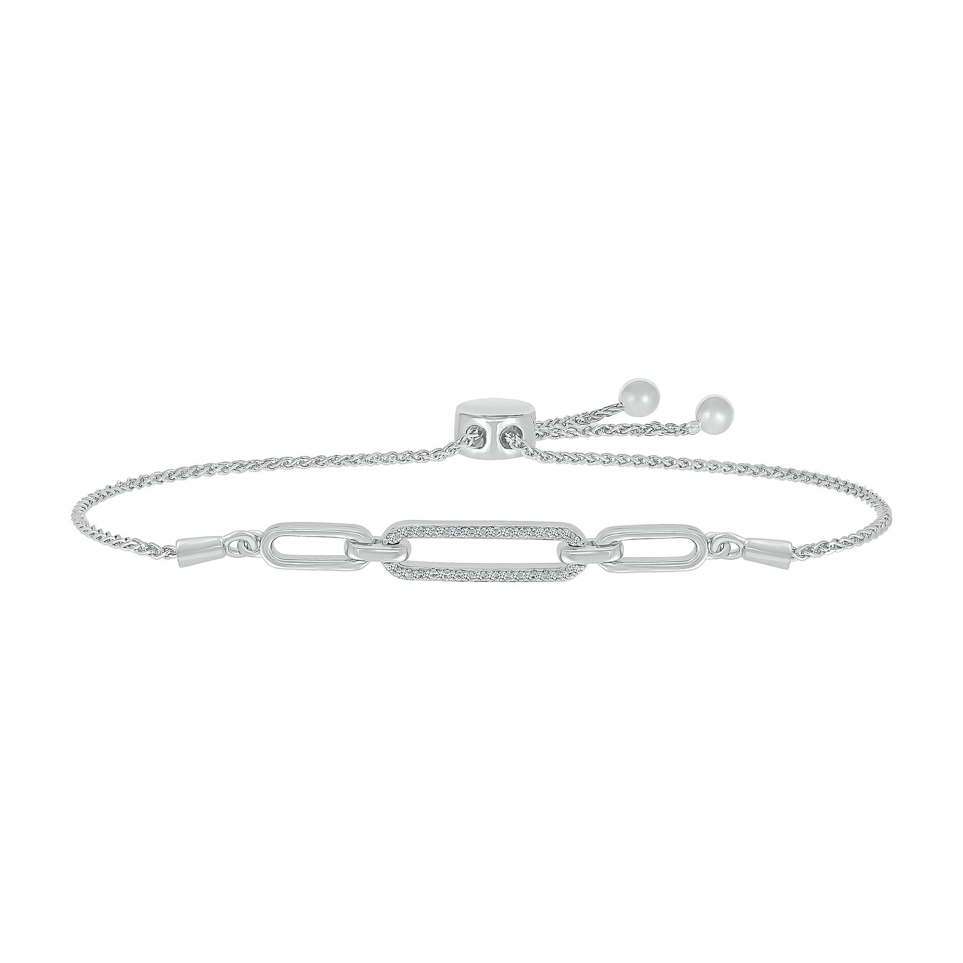 Diamond Link Bolo Bracelet in Sterling Silver (1/8 ct. tw.)