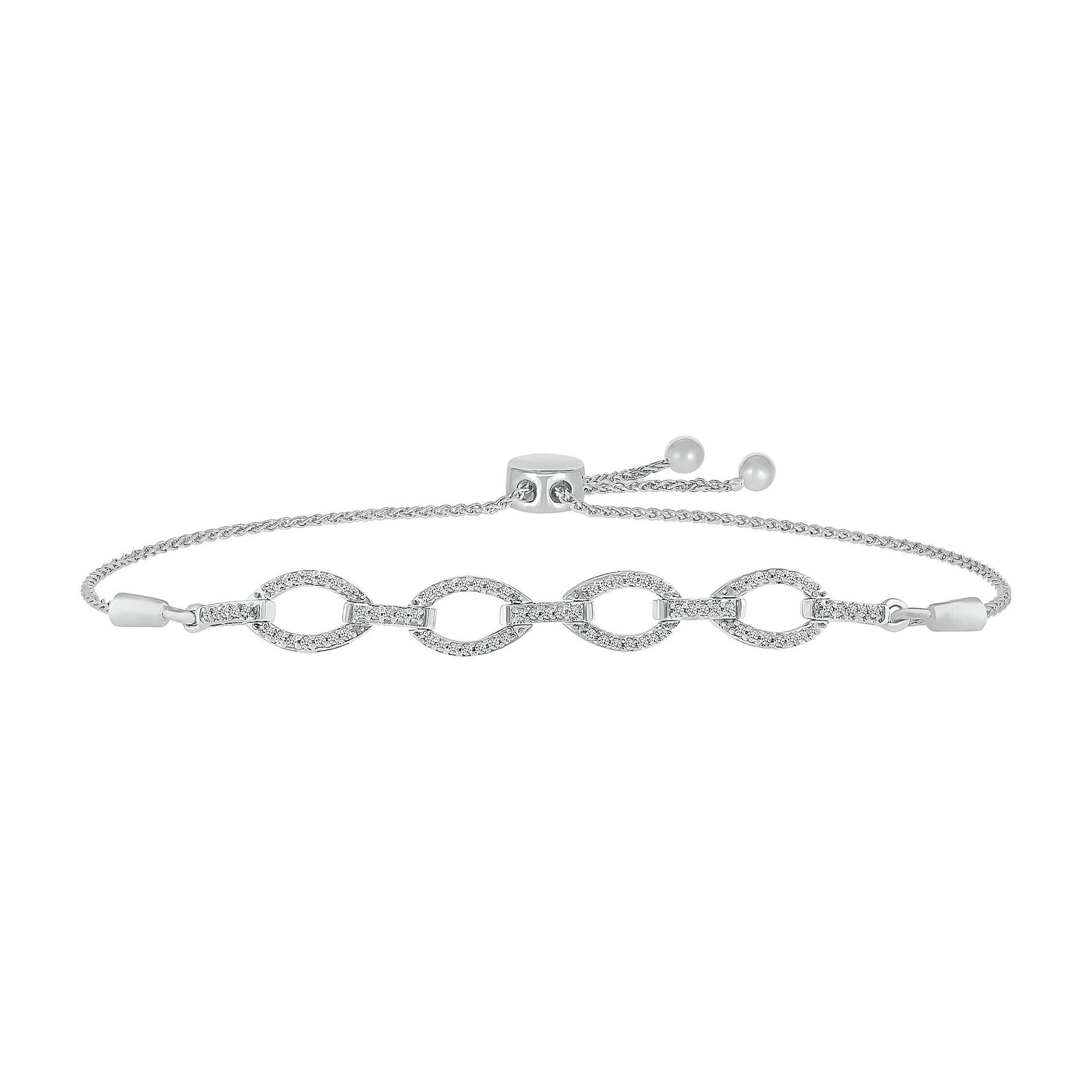 Diamond Bolo Link Bracelet in Sterling Silver (1/4 ct. tw.)