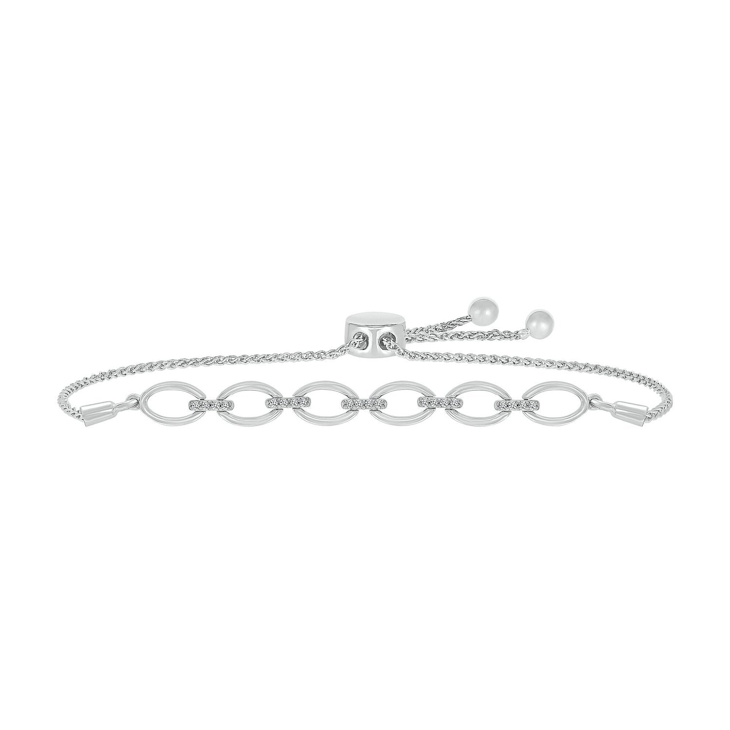 Diamond Bolo Bracelet in Sterling Silver (1/10 ct. tw.)