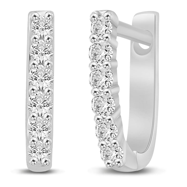 Diamond Huggie Earrings in 10K White Gold (1/4 ct. tw.)