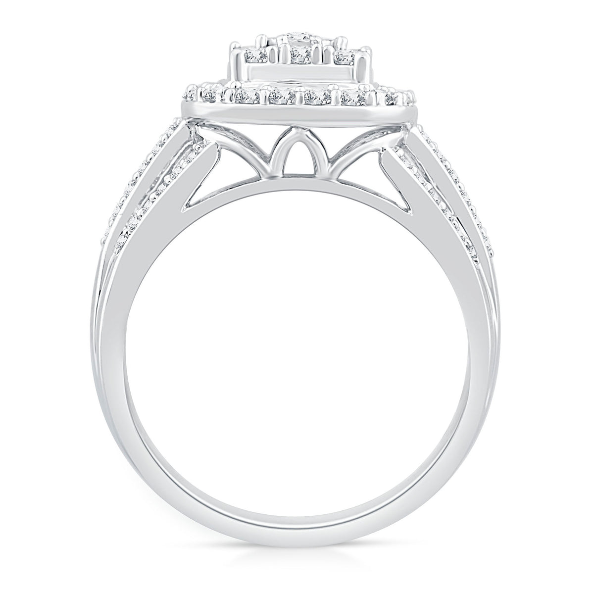 Diamond Engagement Ring with Halo in 10K White Gold (1 ct. tw.)