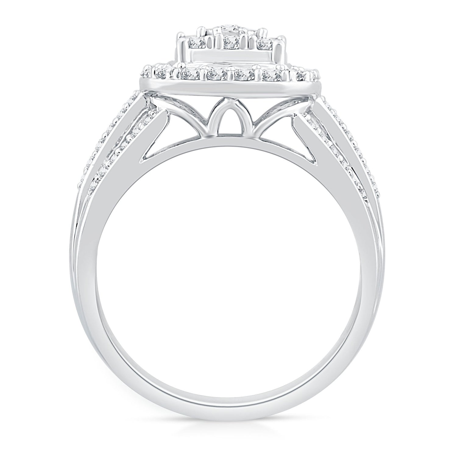 Diamond Engagement Ring with Halo in 10K White Gold (1 ct. tw.)