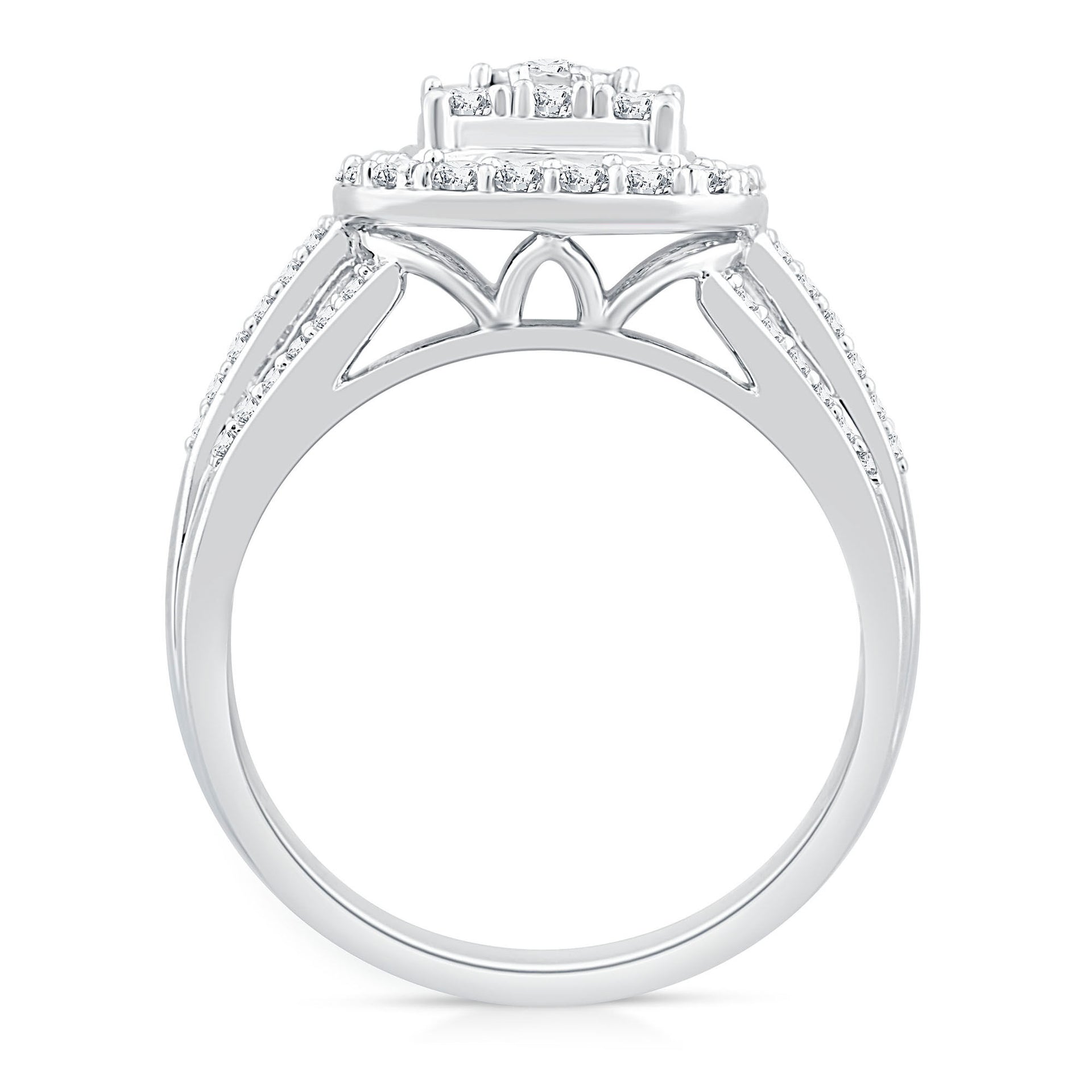 Diamond Engagement Ring with Halo in 10K White Gold (1 ct. tw.)