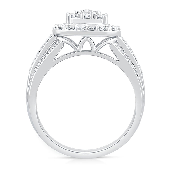 Diamond Engagement Ring with Halo in 10K White Gold (1 ct. tw.)
