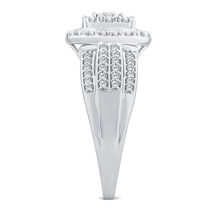 Diamond Engagement Ring with Halo in 10K White Gold (1 ct. tw.)