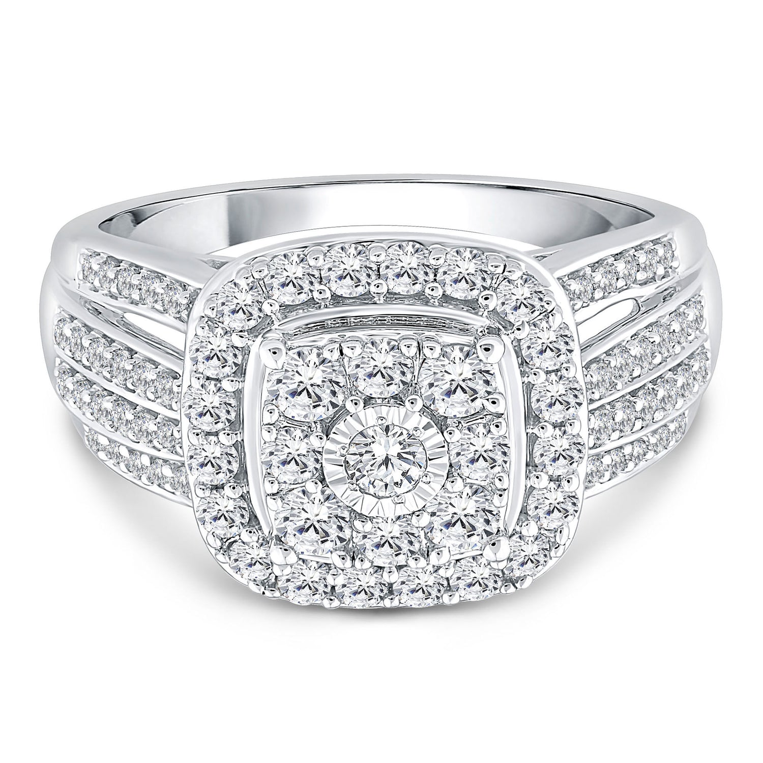 Diamond Engagement Ring with Halo in 10K White Gold (1 ct. tw.)