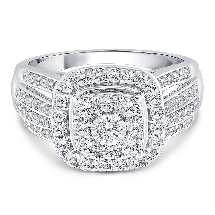 Diamond Engagement Ring with Halo in 10K White Gold (1 ct. tw.)