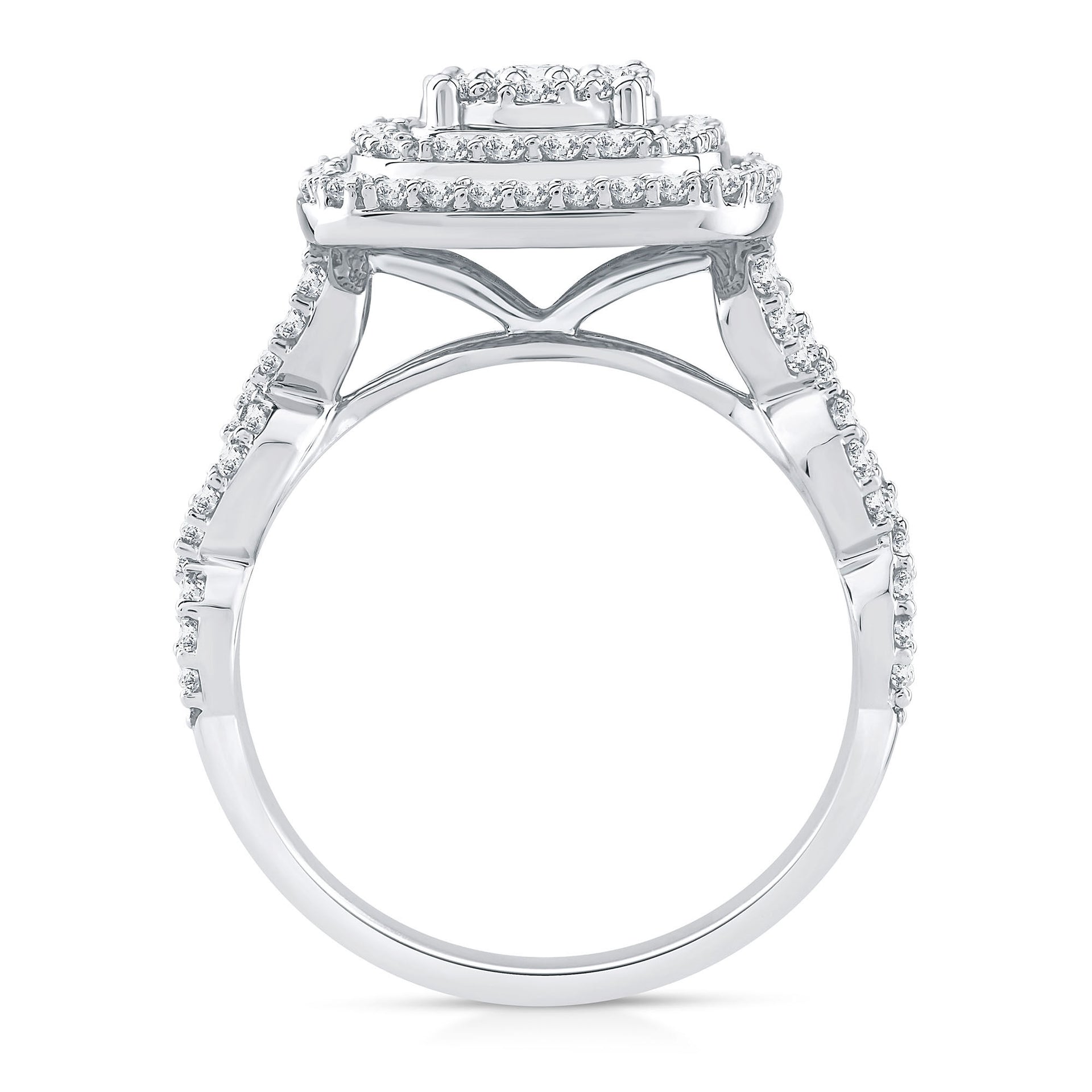 Diamond Multi-Halo Engagement Ring in 10K White Gold (1 ct. tw.)