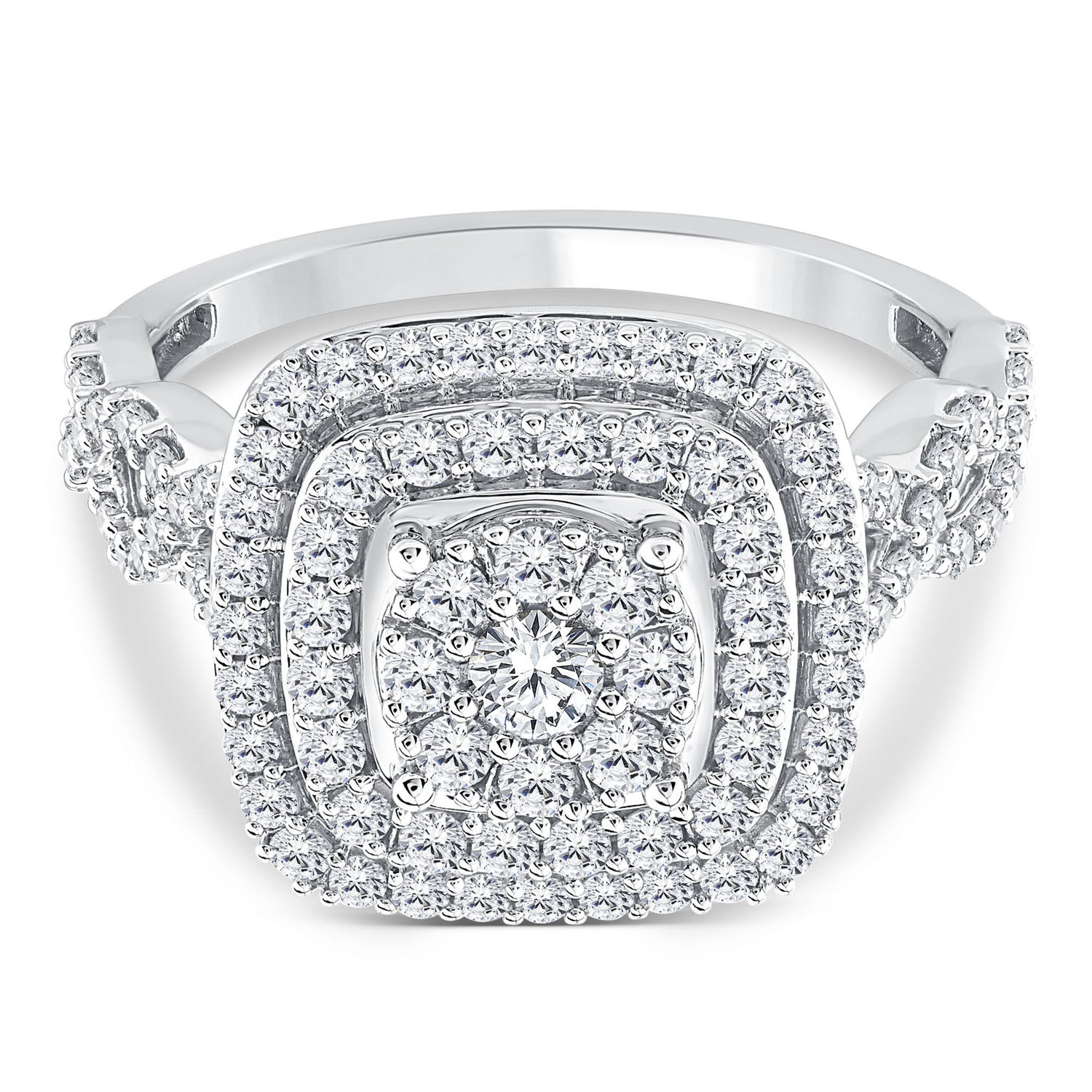 Diamond Multi-Halo Engagement Ring in 10K White Gold (1 ct. tw.)