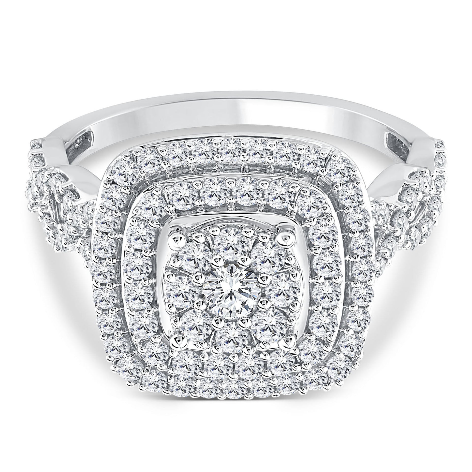 Diamond Multi-Halo Engagement Ring in 10K White Gold (1 ct. tw.)
