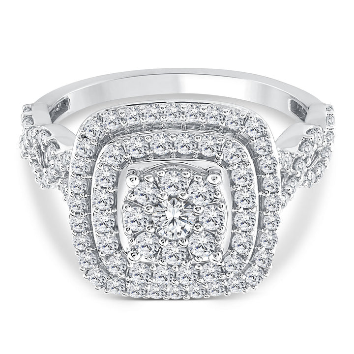 Diamond Multi-Halo Engagement Ring in 10K White Gold (1 ct. tw.)