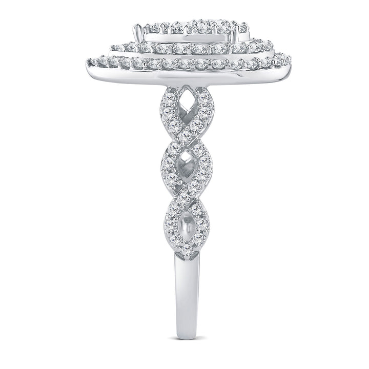 Diamond Pear-Shaped Halo Engagement Ring in 10K White Gold (1 ct. tw.)