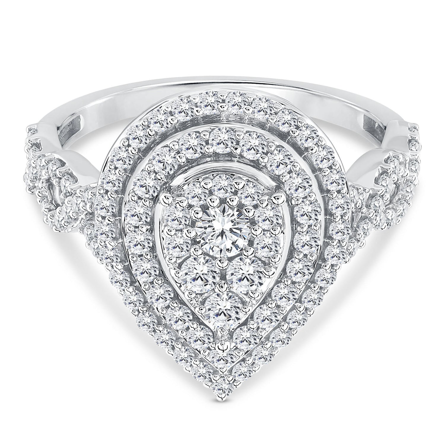 Diamond Pear-Shaped Halo Engagement Ring in 10K White Gold (1 ct. tw.)