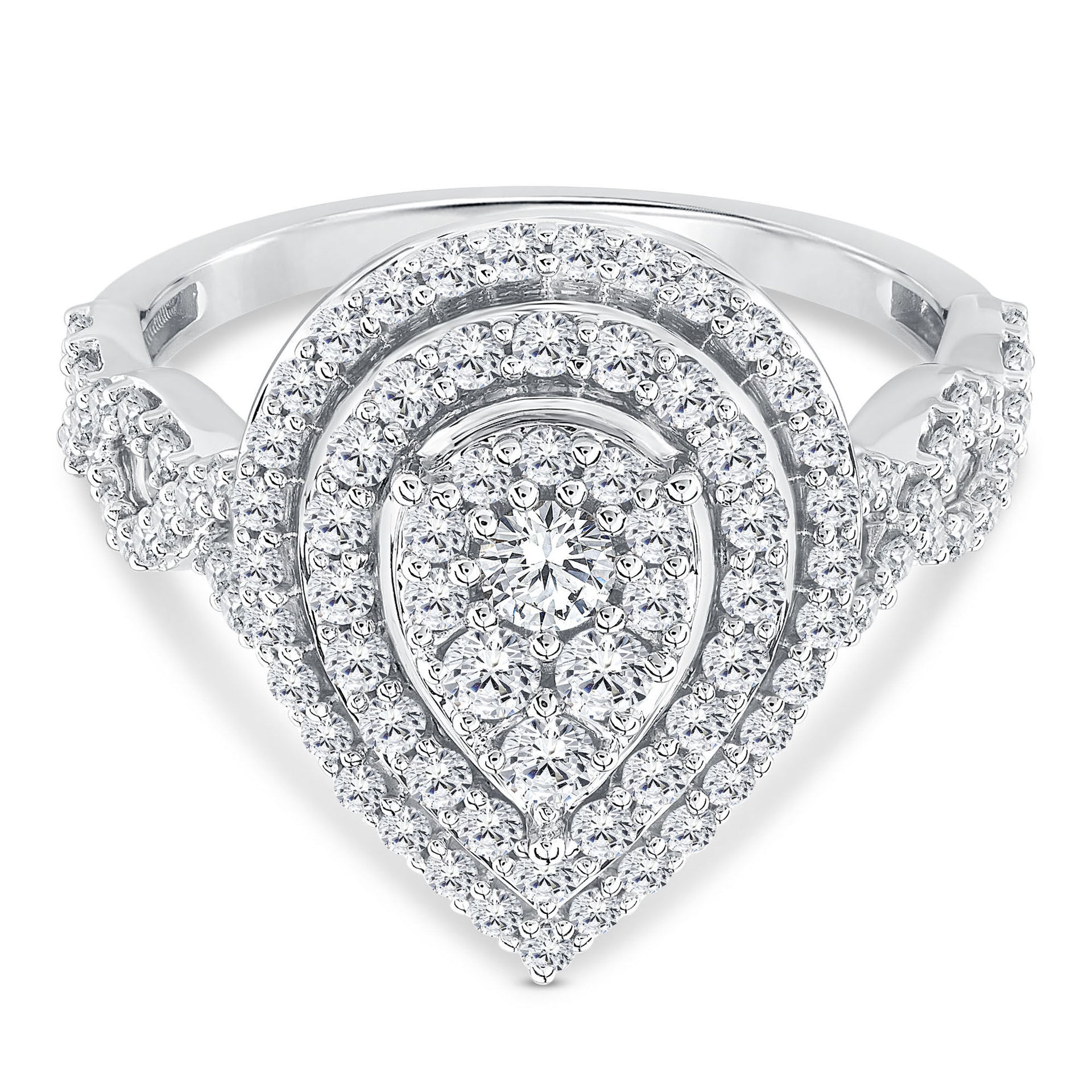 Diamond Pear-Shaped Halo Engagement Ring in 10K White Gold (1 ct. tw.)