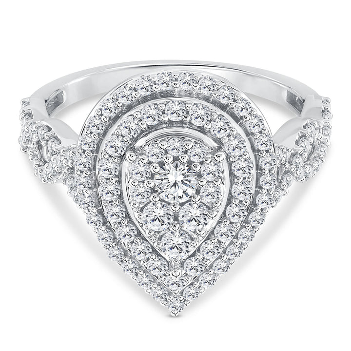Diamond Pear-Shaped Halo Engagement Ring in 10K White Gold (1 ct. tw.)
