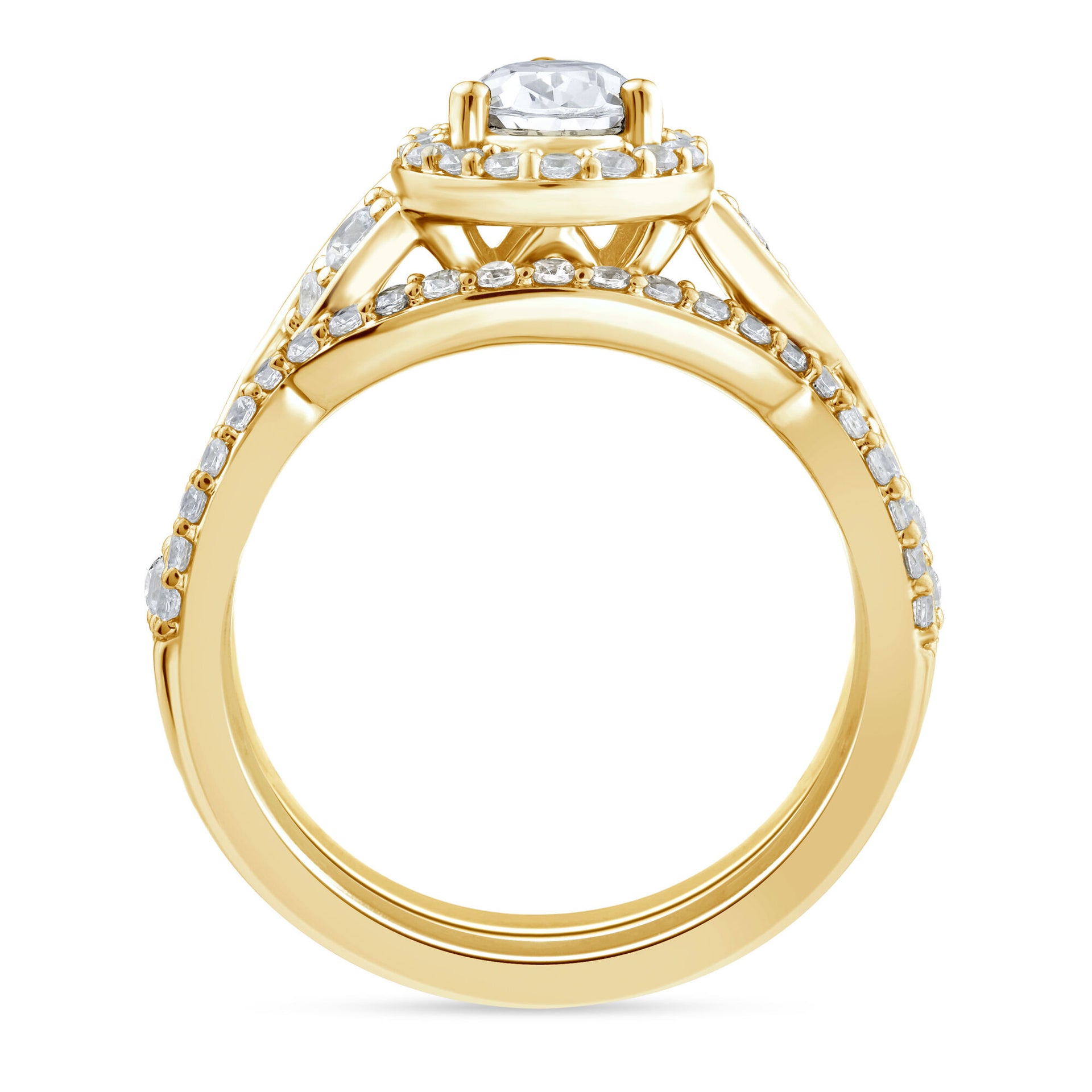 Lab Grown Diamond Pear-Shaped Engagement Ring in 10K Yellow Gold (1 1/3 ct. tw.)