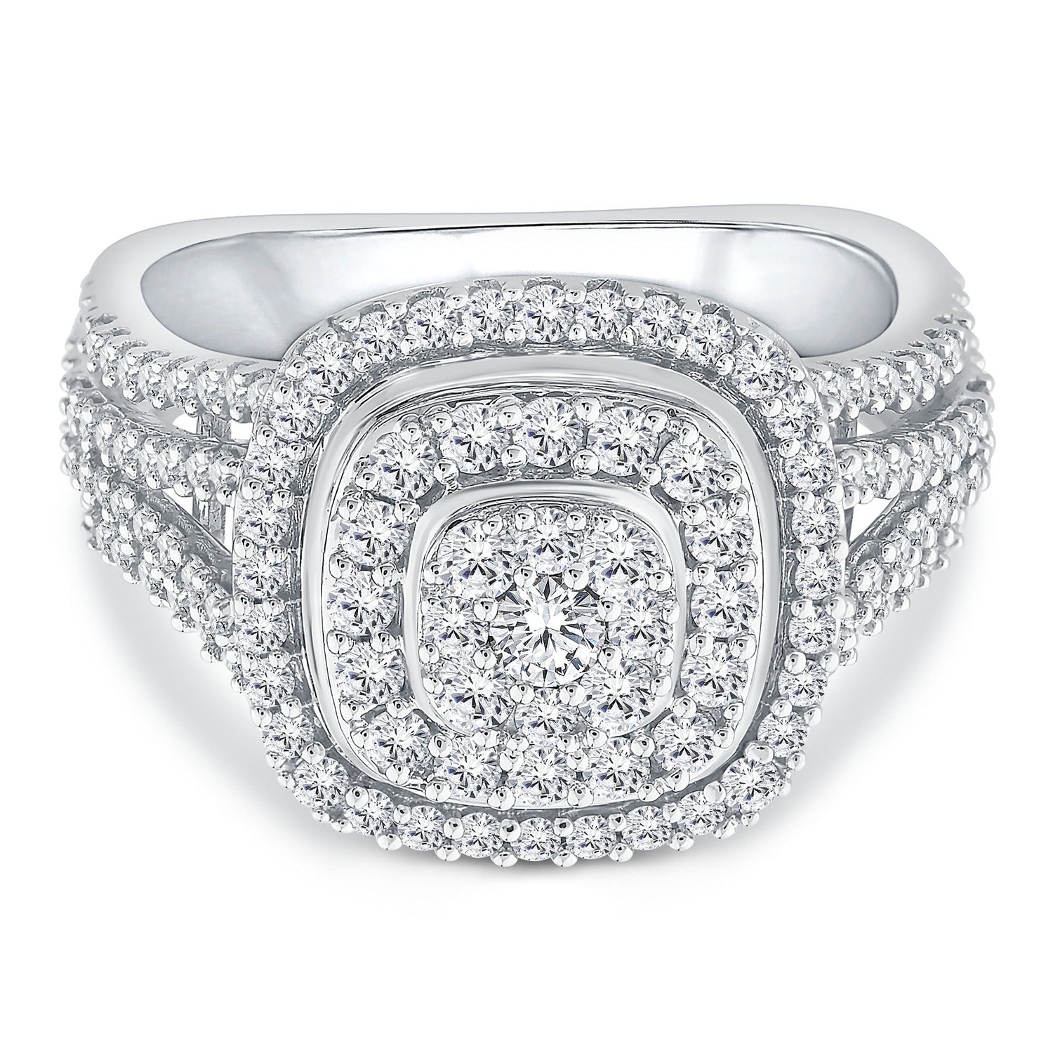 Diamond Cushion-Shaped Halo Engagement Ring in 10K White Gold (1 ct. tw)