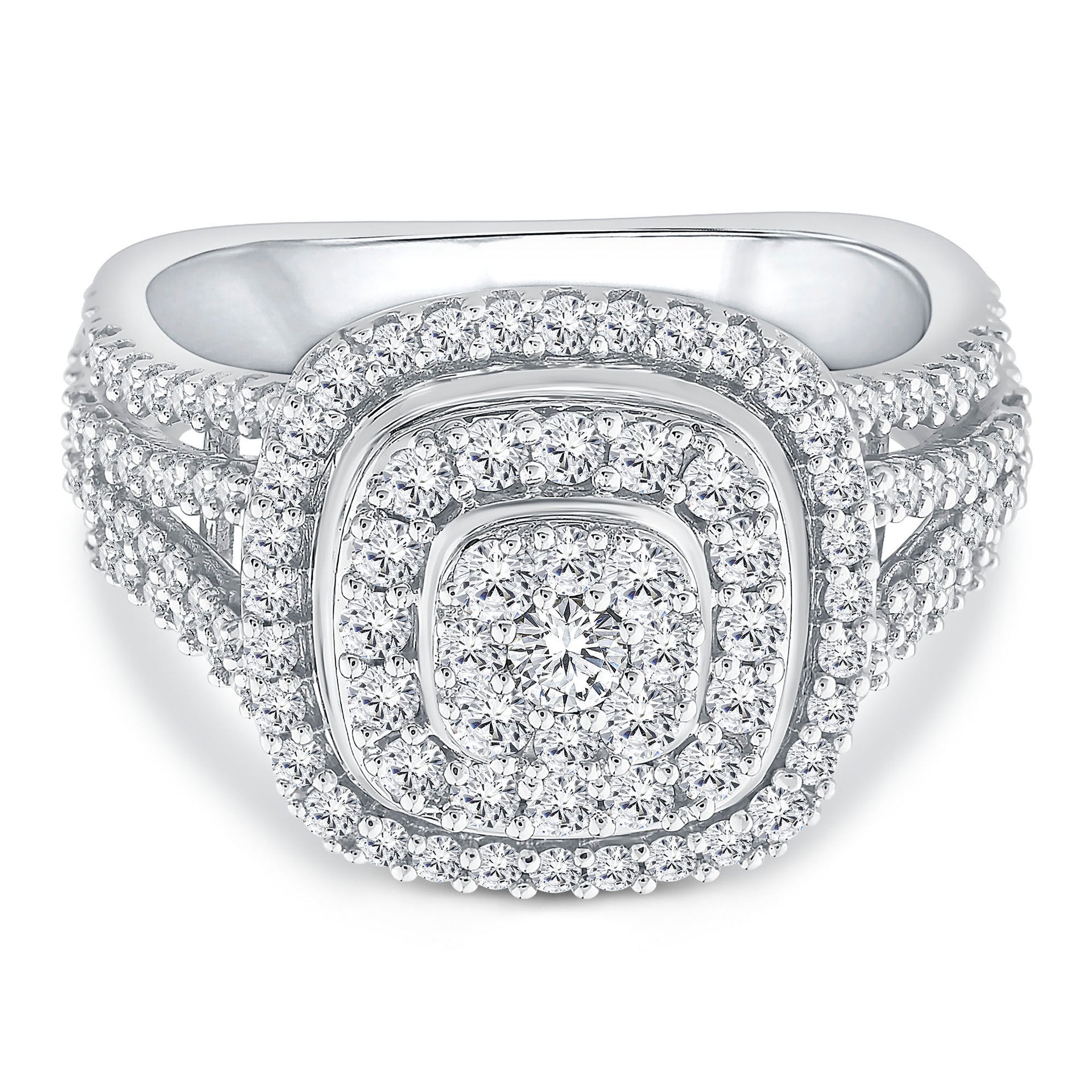 Diamond Cushion-Shaped Halo Engagement Ring in 10K White Gold (1 ct. tw)