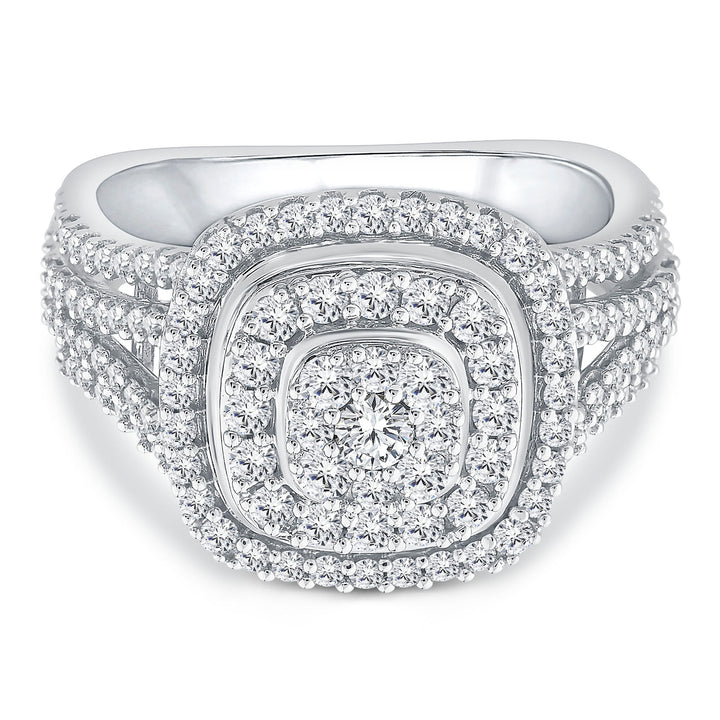 Diamond Cushion-Shaped Halo Engagement Ring in 10K White Gold (1 ct. tw)