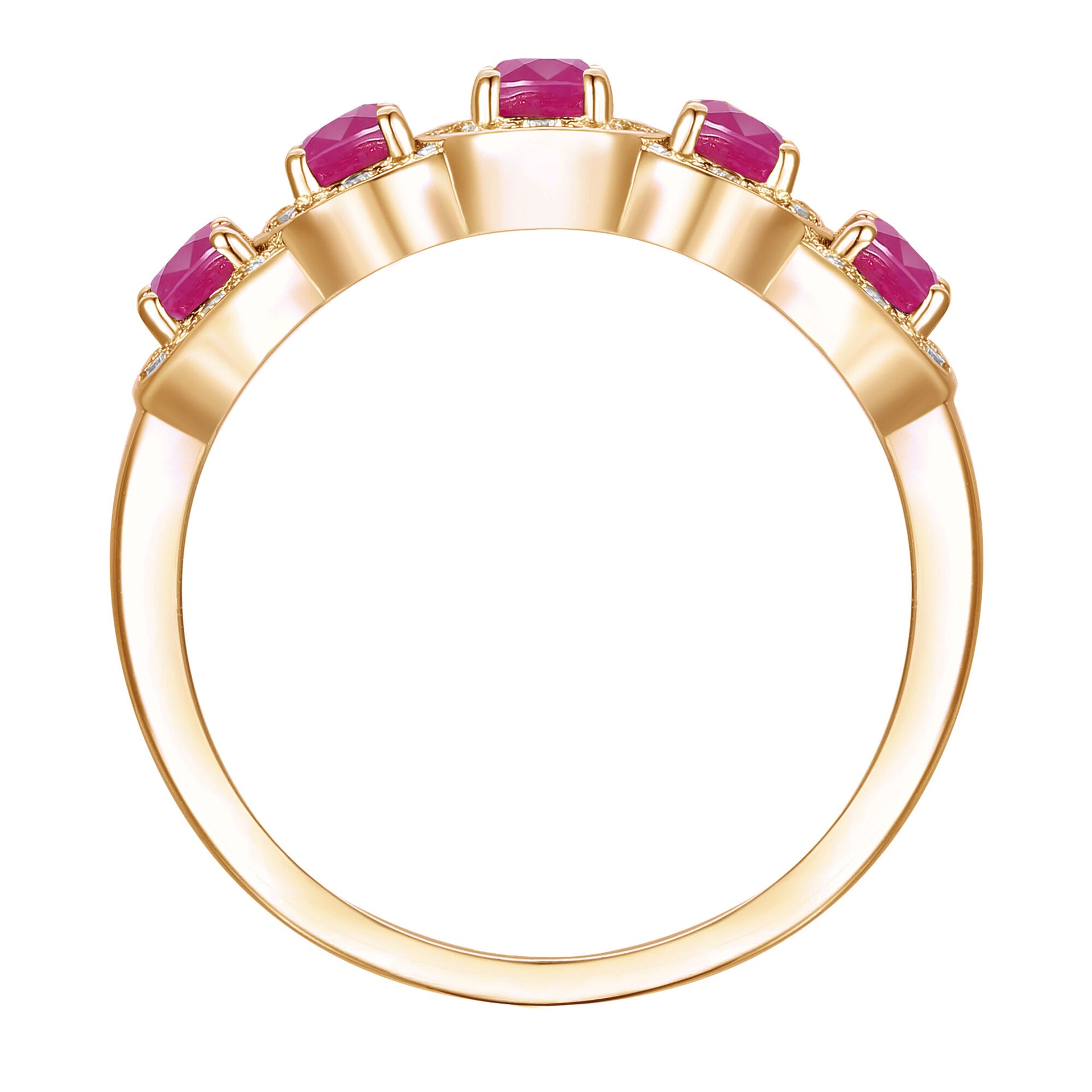 Ruby and Diamond Oval Band in 14K Yellow Gold (1/4 ct. tw.)