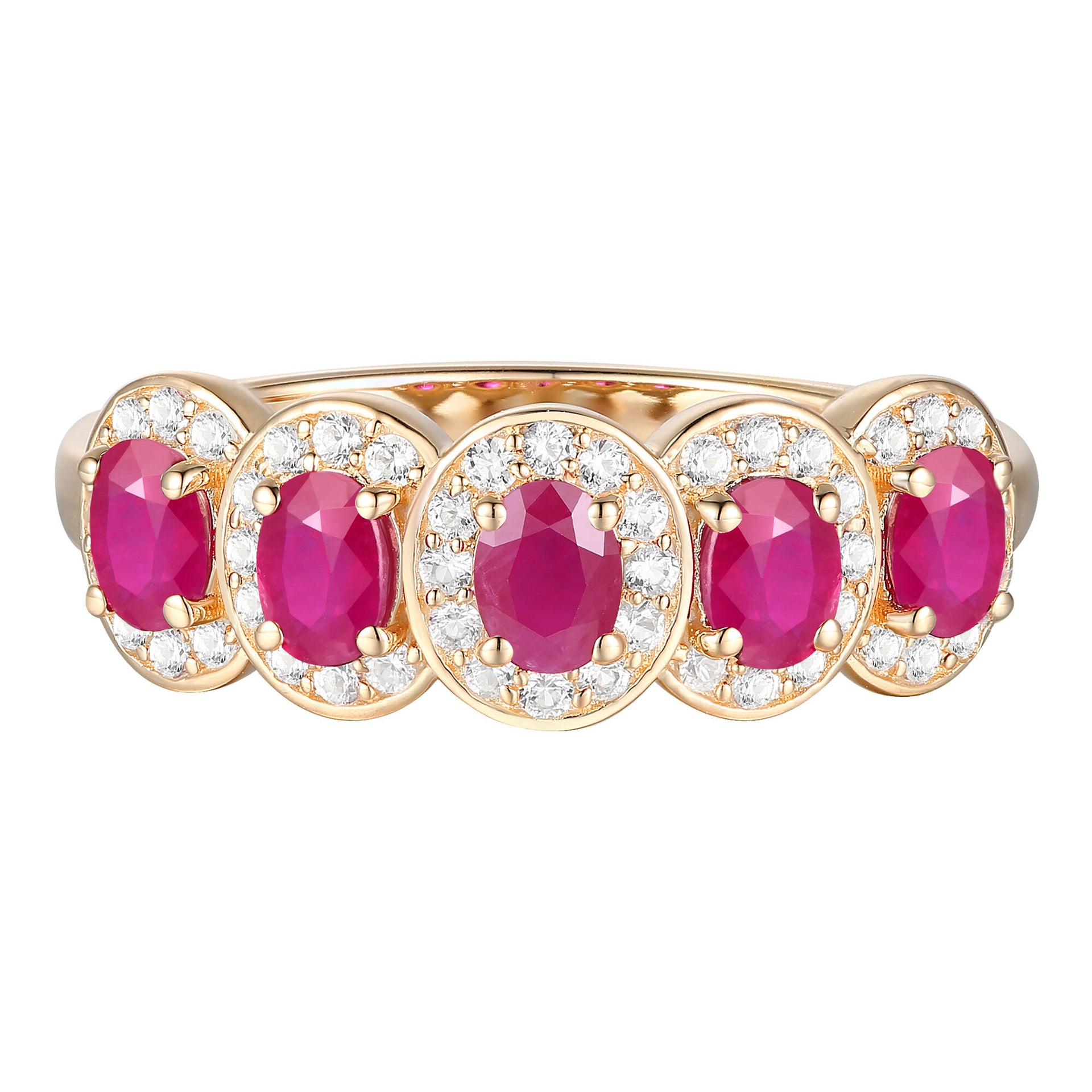Ruby and Diamond Oval Band in 14K Yellow Gold (1/4 ct. tw.)