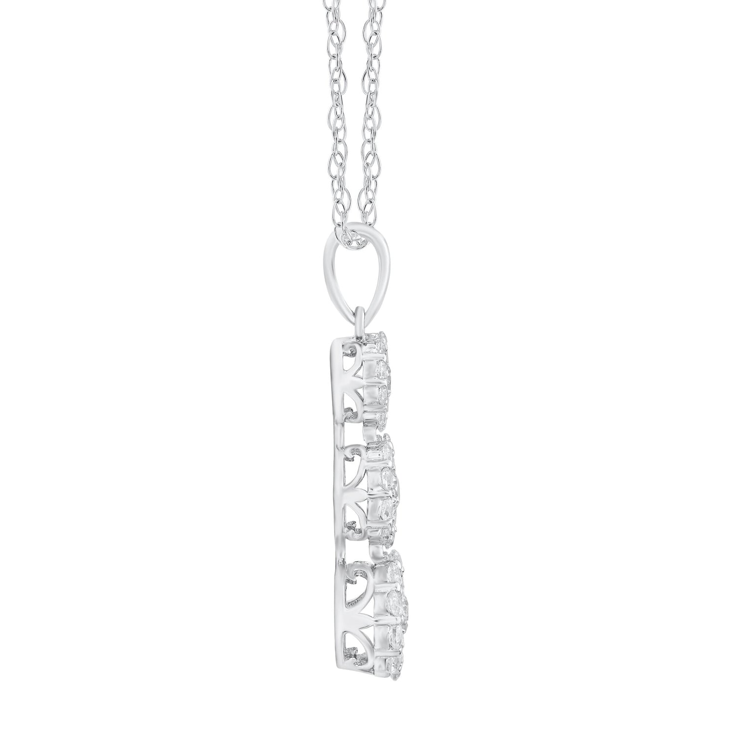 Diamond Three-Stone Pendant in 10K White Gold (1/2 ct. tw.)