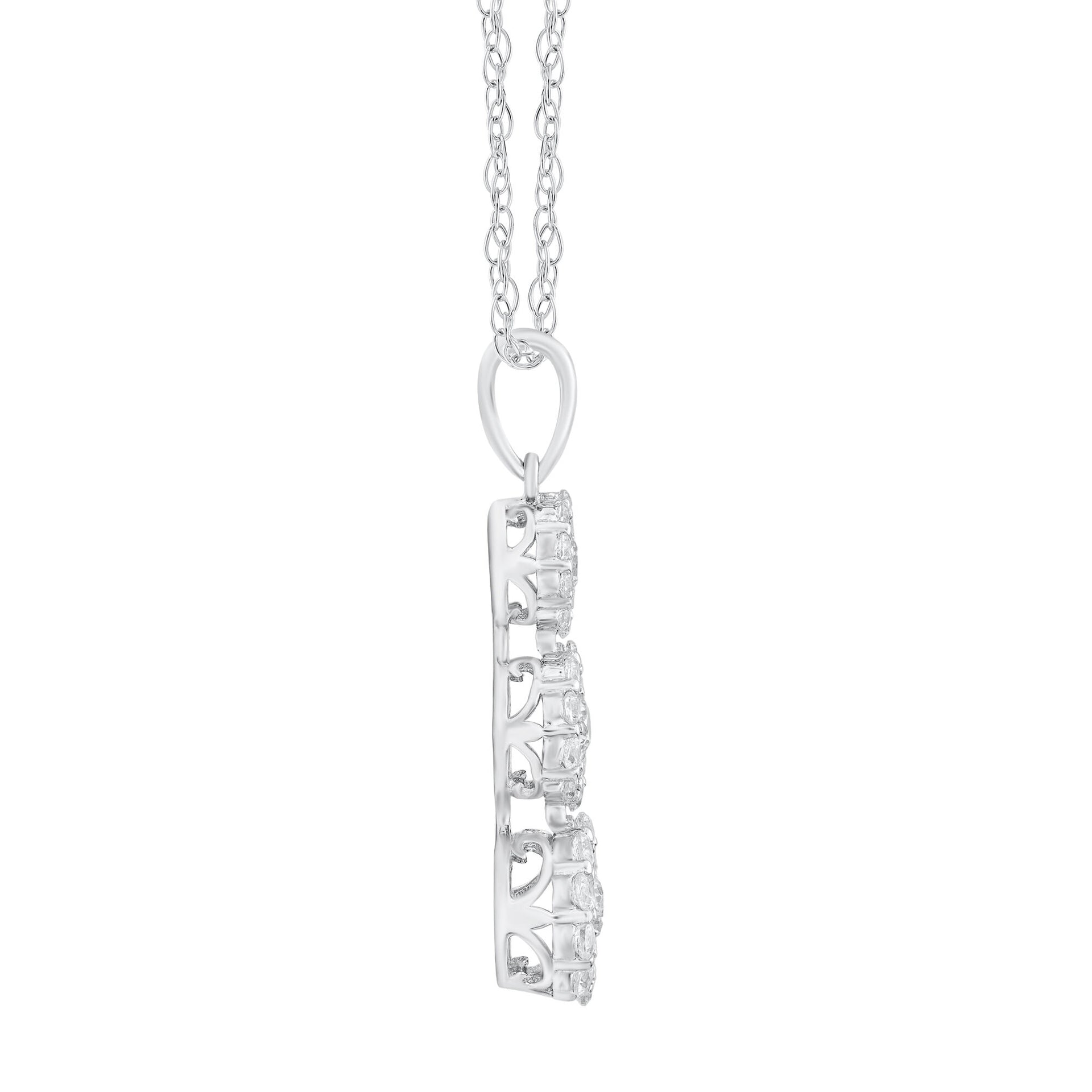 Diamond Three-Stone Pendant in 10K White Gold (1/2 ct. tw.)