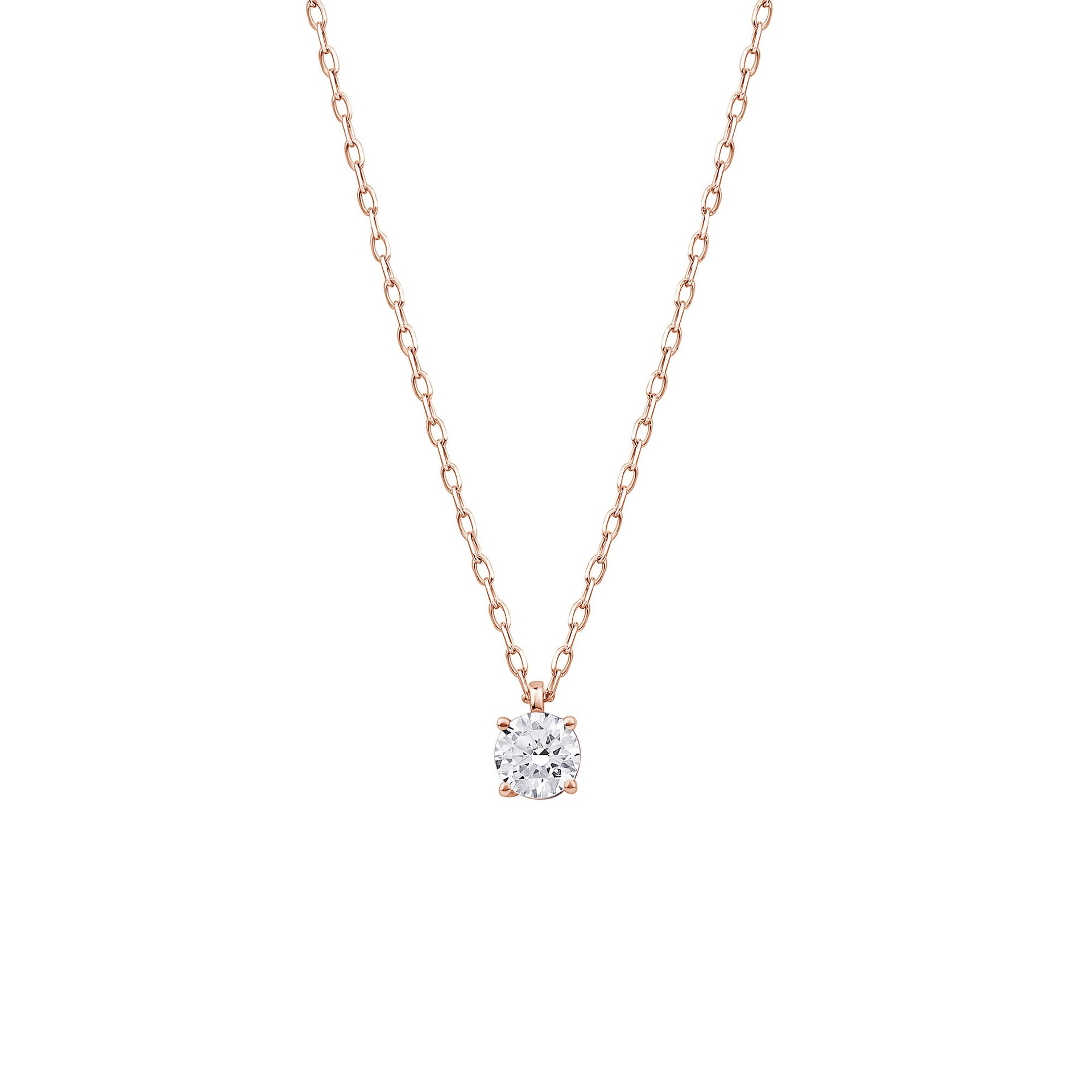 Round Lab Grown Diamond Solitaire Pendant in 10K Rose Gold (3/8 ct. tw.)