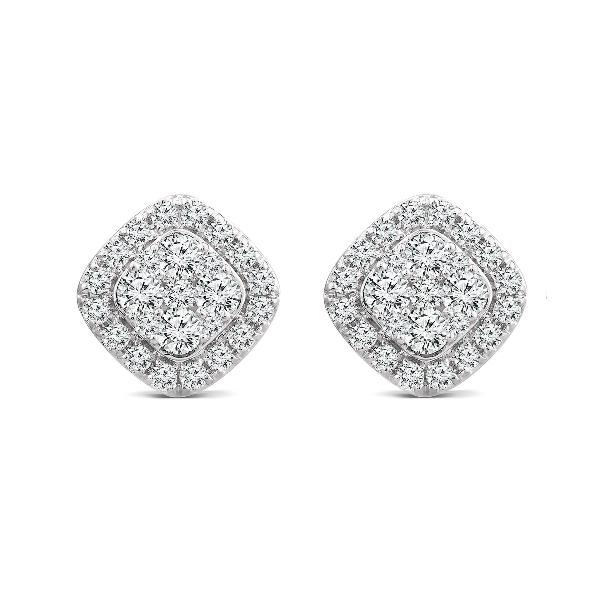 Cushion Diamond Stud Earrings in 14K White Gold (1 ct. tw.)