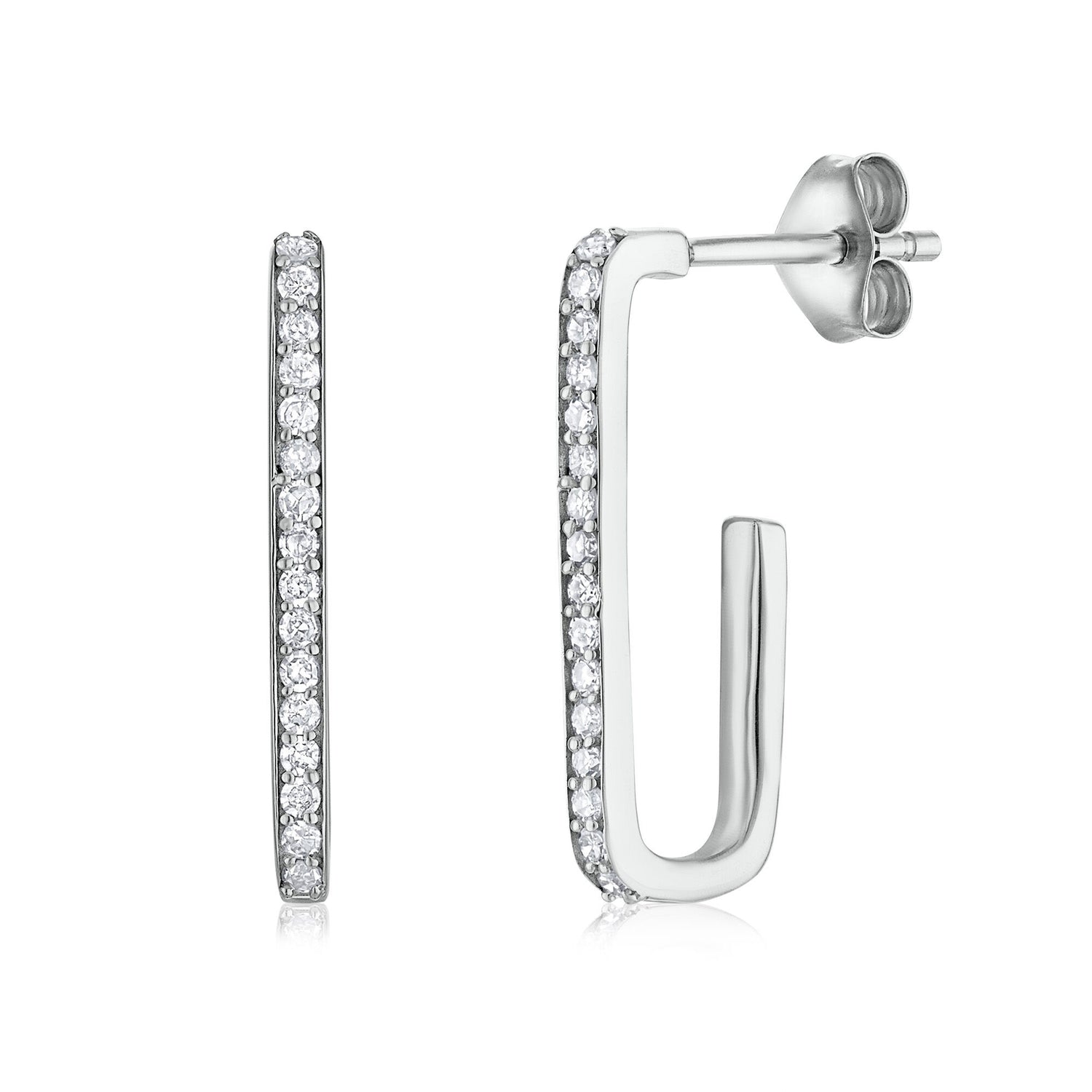 Diamond Hoop Earrings in 10K White Gold (1/5 ct. tw.)