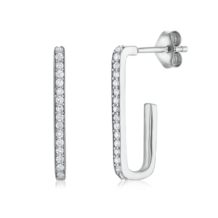 Diamond Hoop Earrings in 10K White Gold (1/5 ct. tw.)
