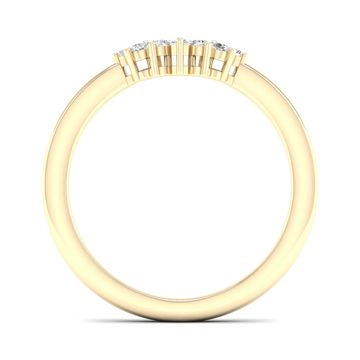 Round and Baguette Diamond Contour Band in 14K Yellow Gold (1/7 ct. tw.)