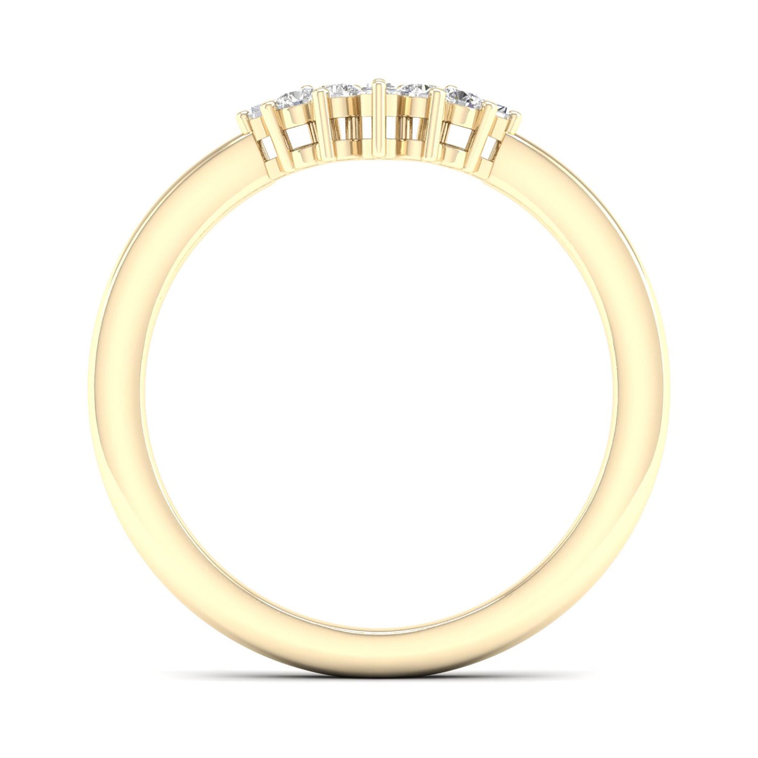 Round and Baguette Diamond Contour Band in 14K Yellow Gold (1/7 ct. tw.)