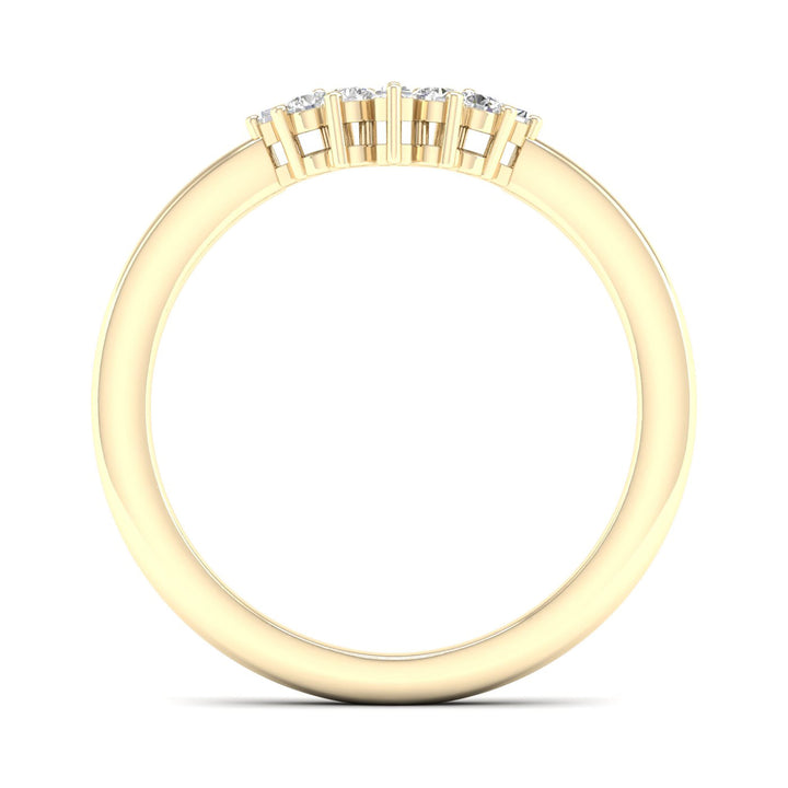 Round and Baguette Diamond Contour Band in 14K Yellow Gold (1/7 ct. tw.)