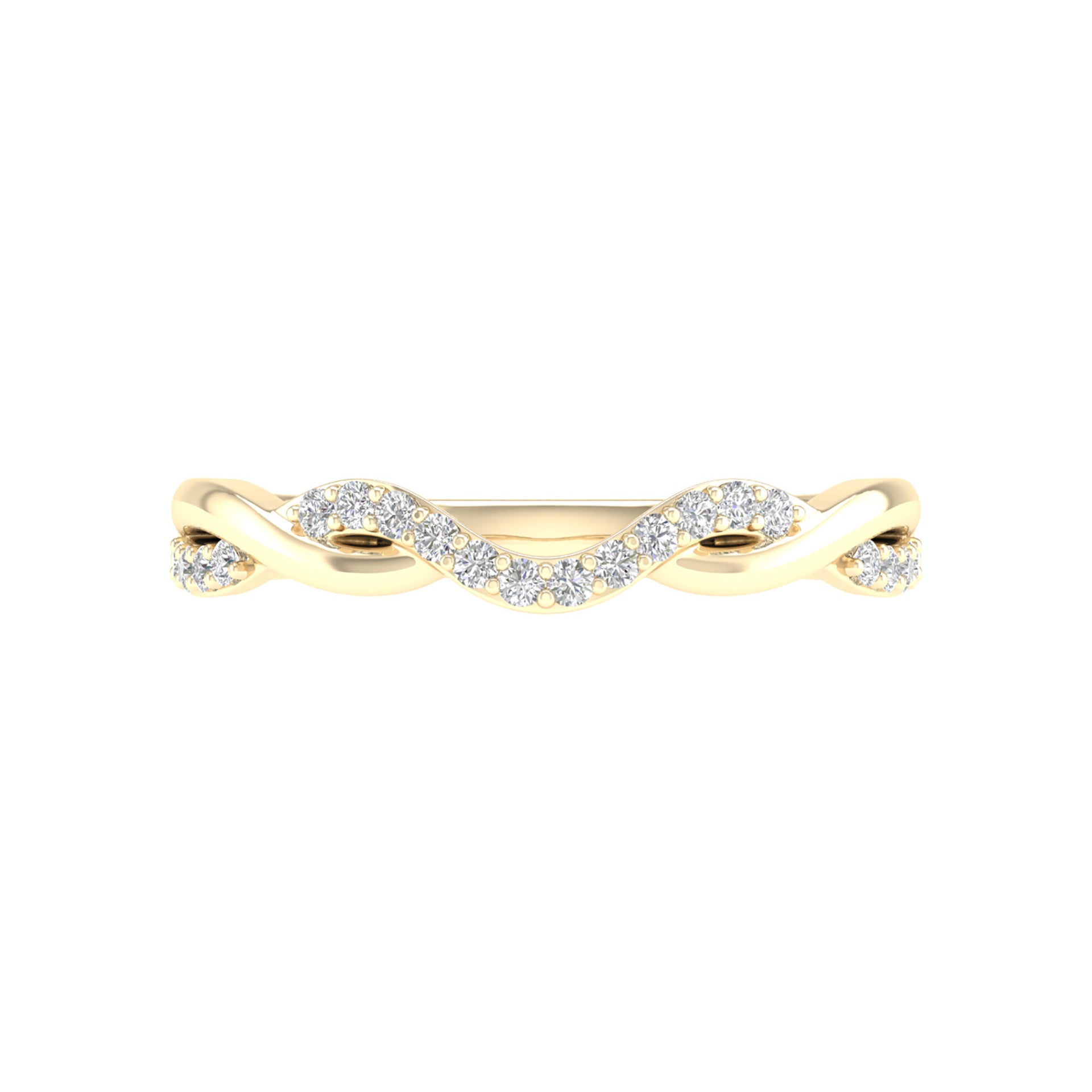 Diamond Contour Twist Band in 14K Yellow Gold (1/7 ct. tw.)