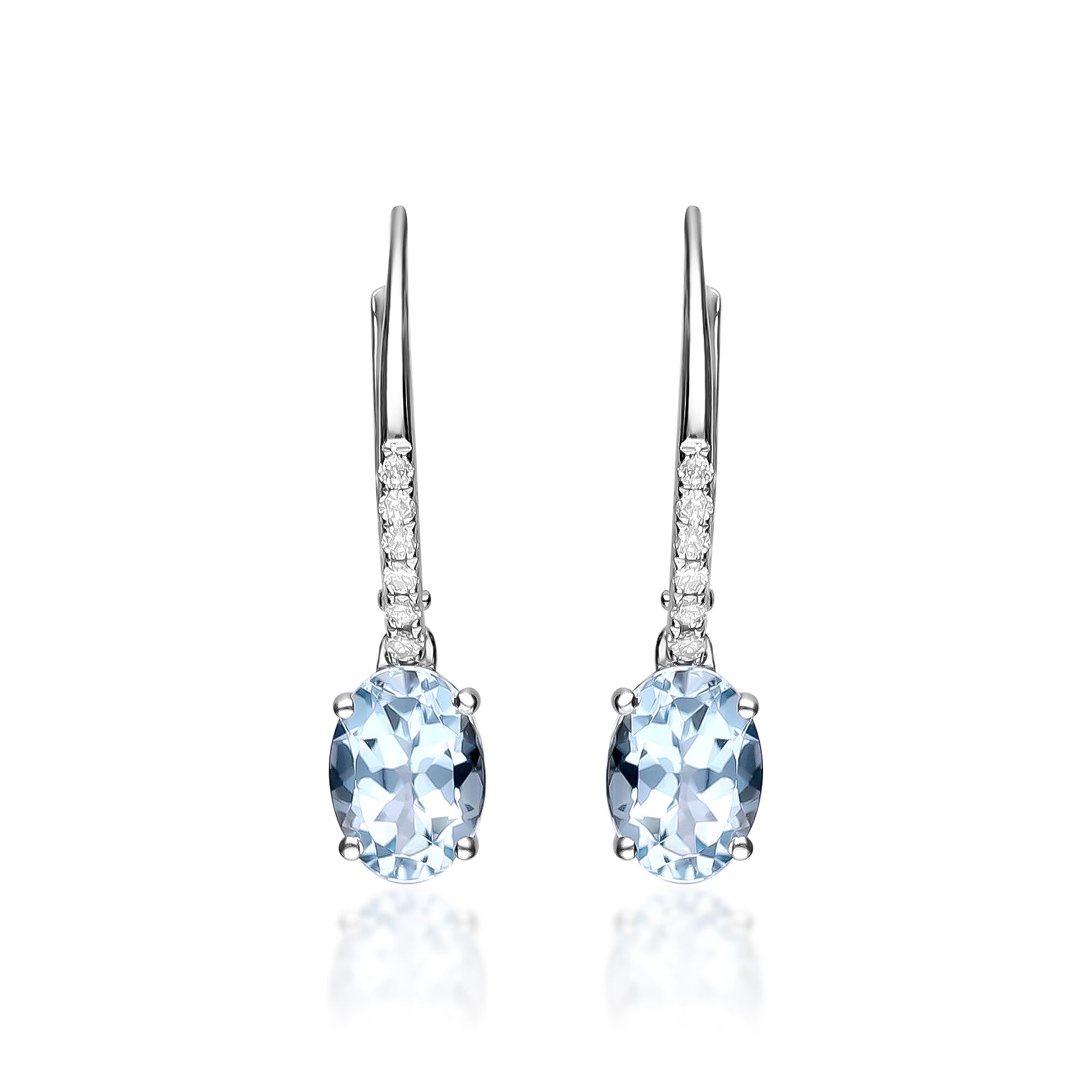 Aquamarine and Diamond Accent Drop Earrings in 10K White Gold
