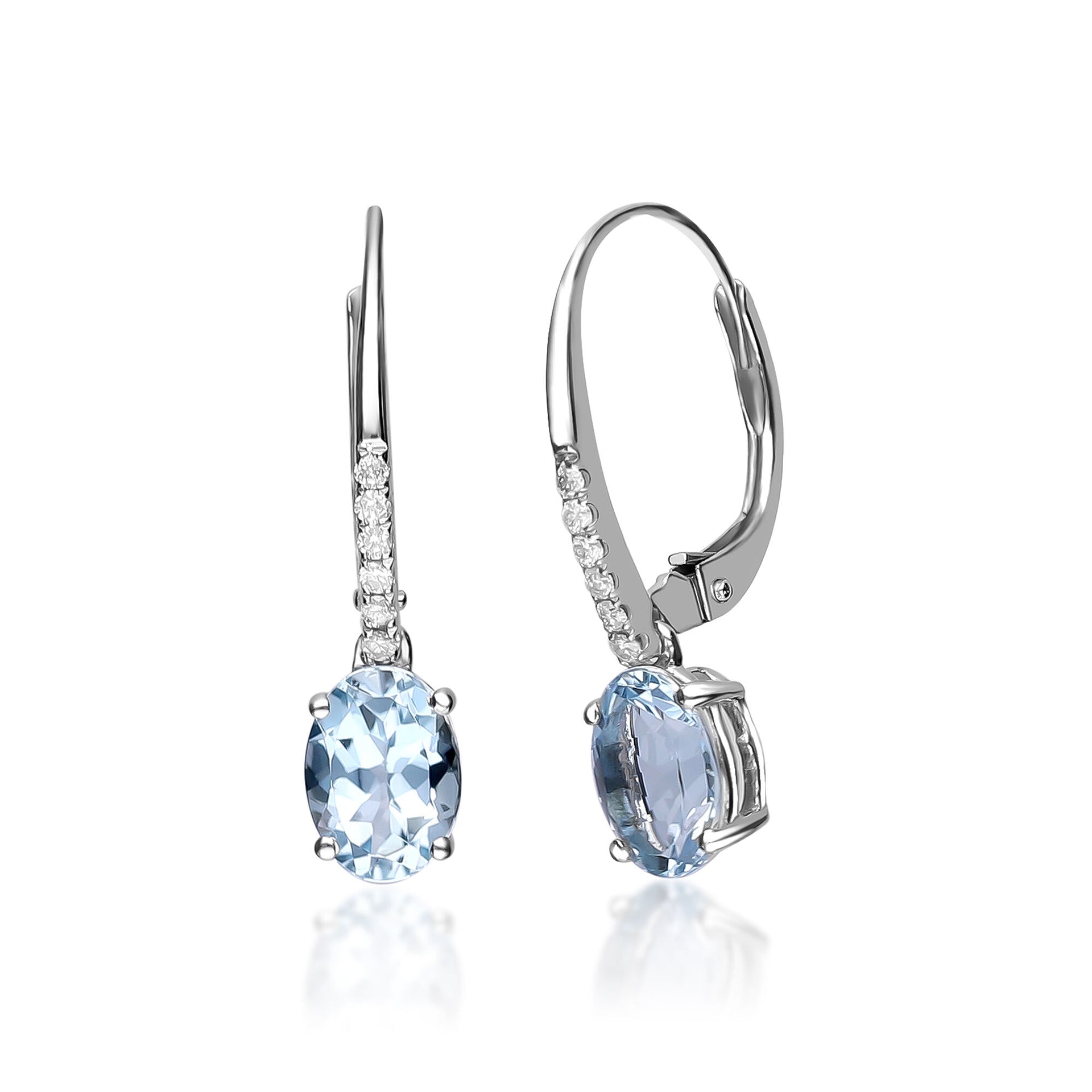 Aquamarine and Diamond Accent Drop Earrings in 10K White Gold