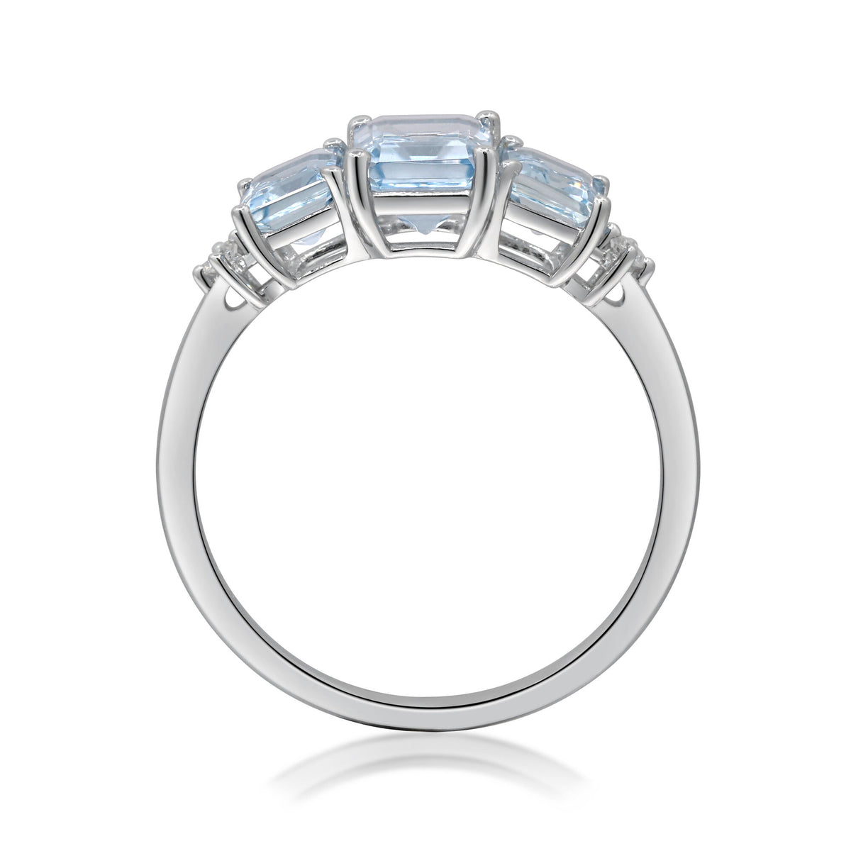 Aquamarine and Diamond Accent Ring in 10K White Gold