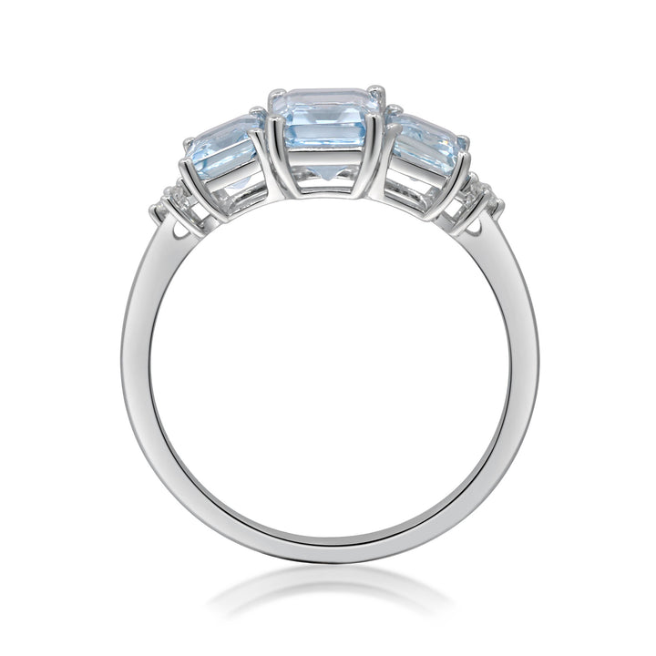Aquamarine and Diamond Accent Ring in 10K White Gold